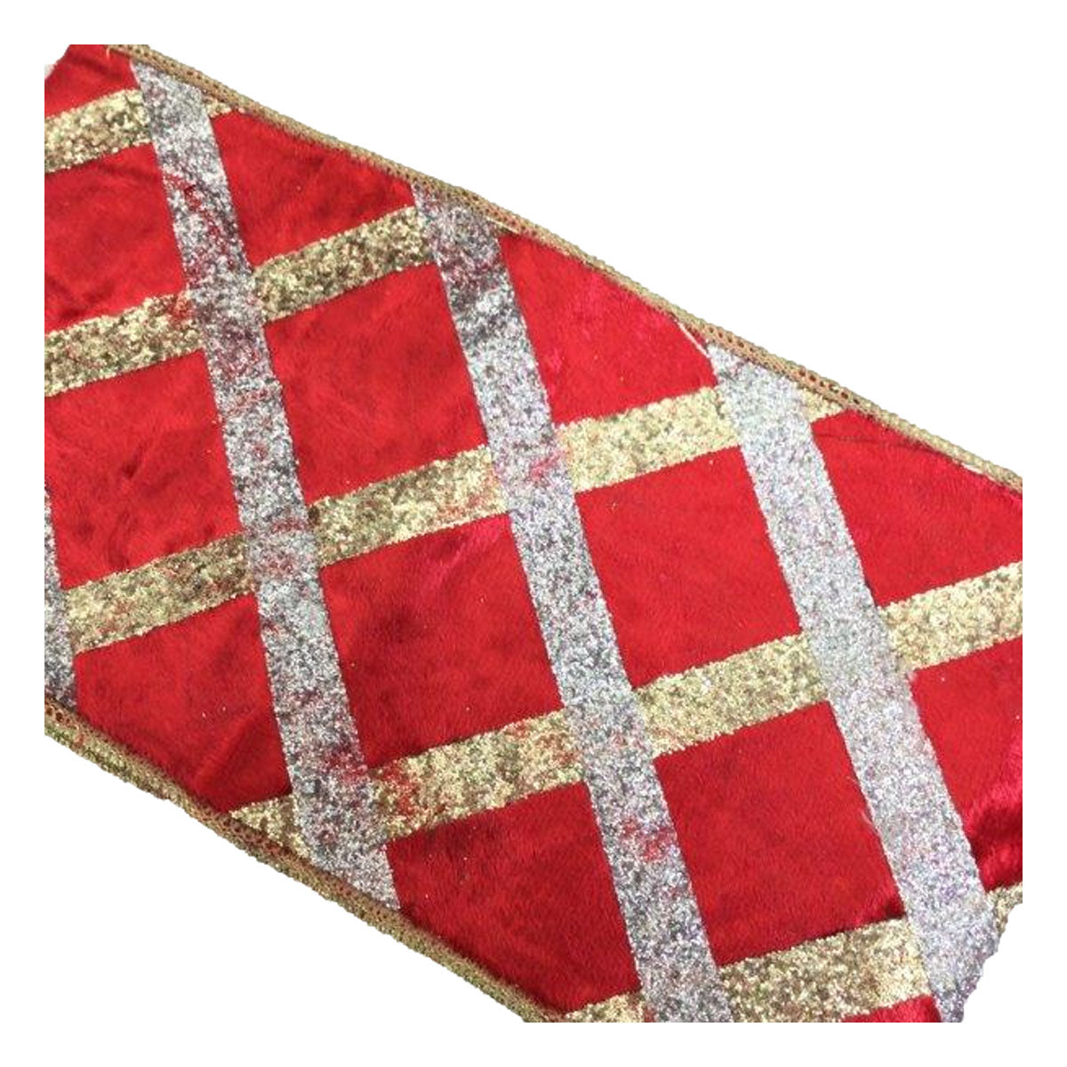 Red Velvet Gold Silver Ribbon - Seasonal Decor