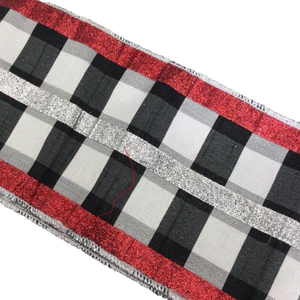 Black White Chequer Ribbon - Seasonal Decor