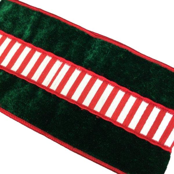 Green Velvet Red White Stripe - Seasonal Decor