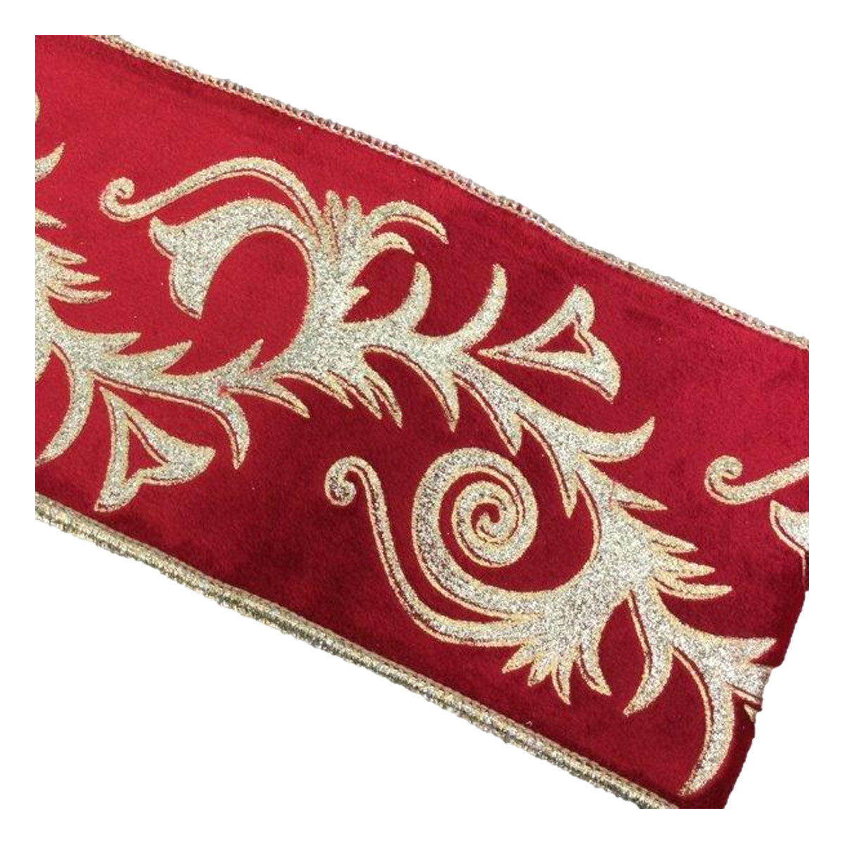 Red Gold Swirl Ribbon - Seasonal Decor