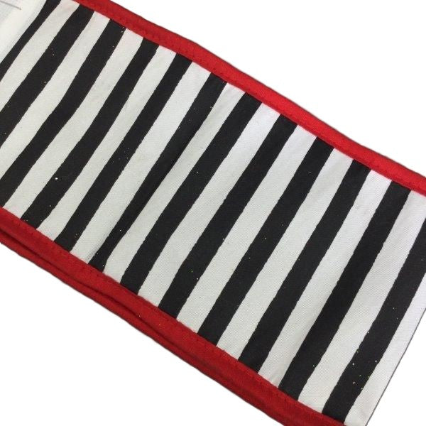 Black White Stripe Ribbon - Seasonal Decor