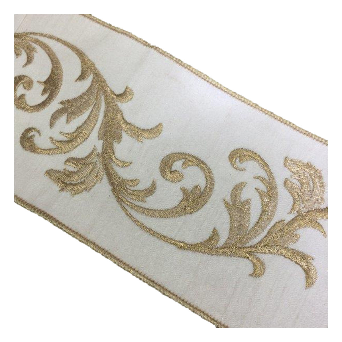 White Gold Swirl Ribbon - Seasonal Decor