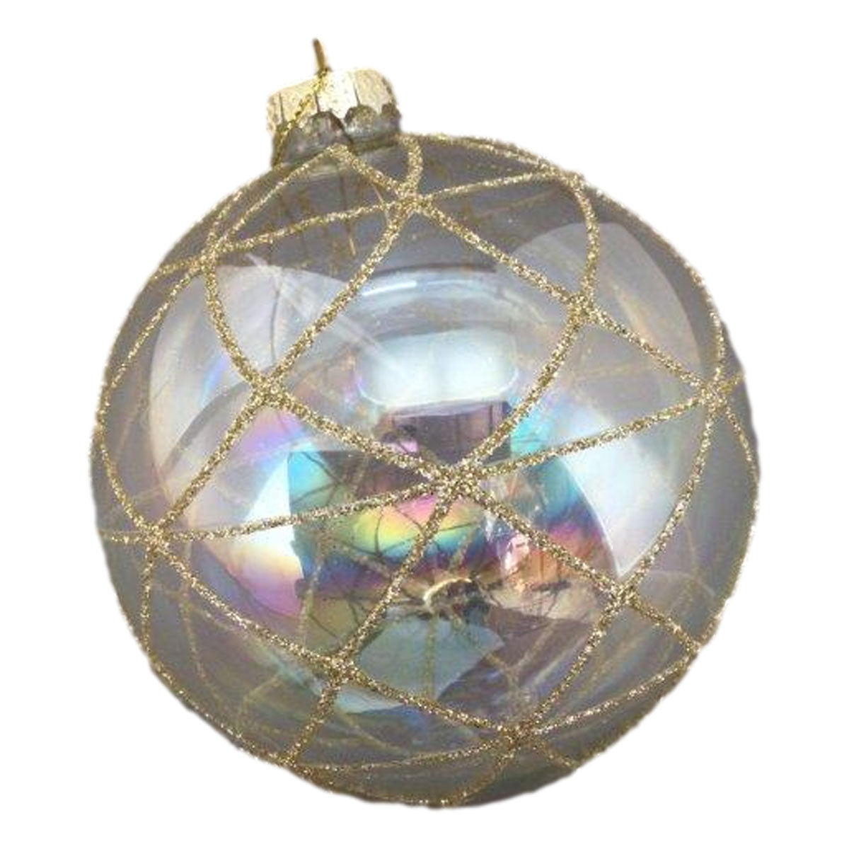 Clear Gold Diamond Ball Hangin - Seasonal Decor