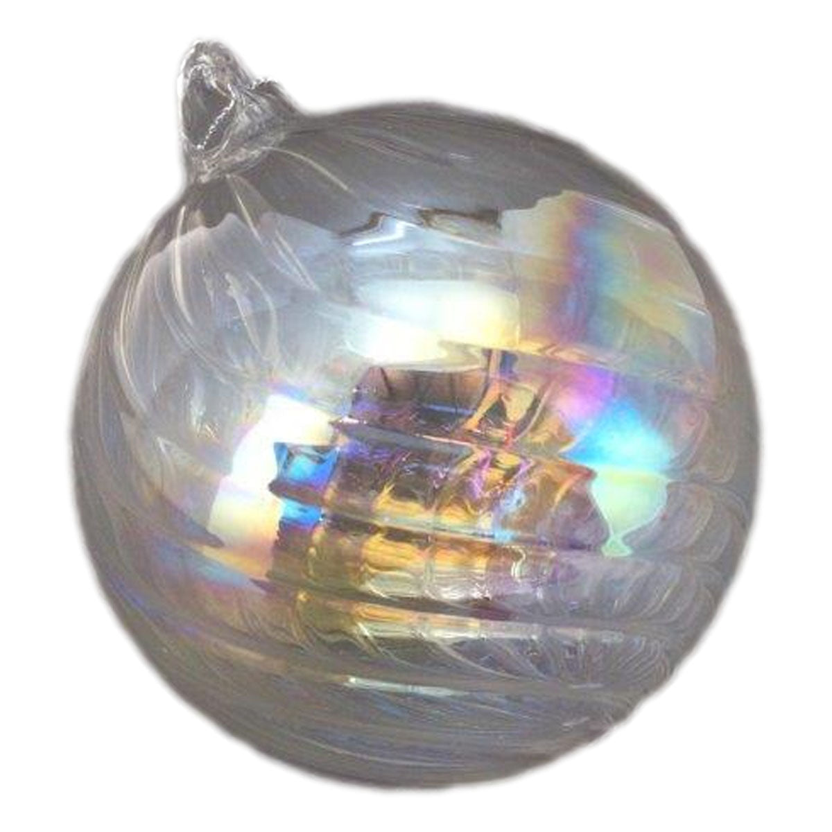Clear Swirl Irid Ball Hanging - Seasonal Decor