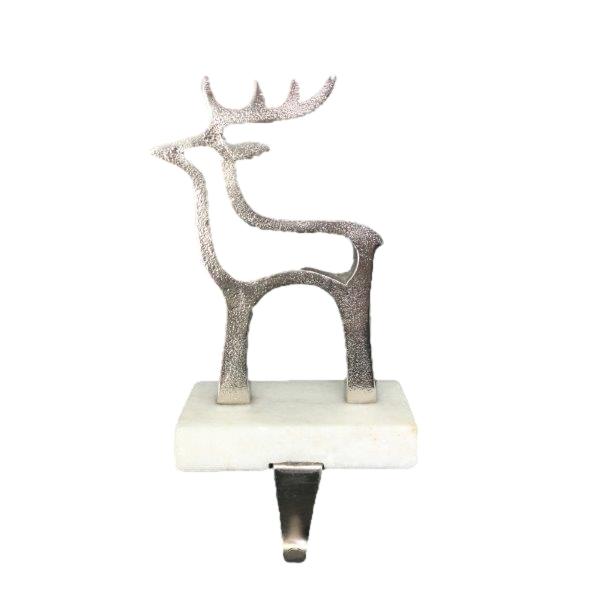 Silver Deer Stocking Holder - Seasonal Decor