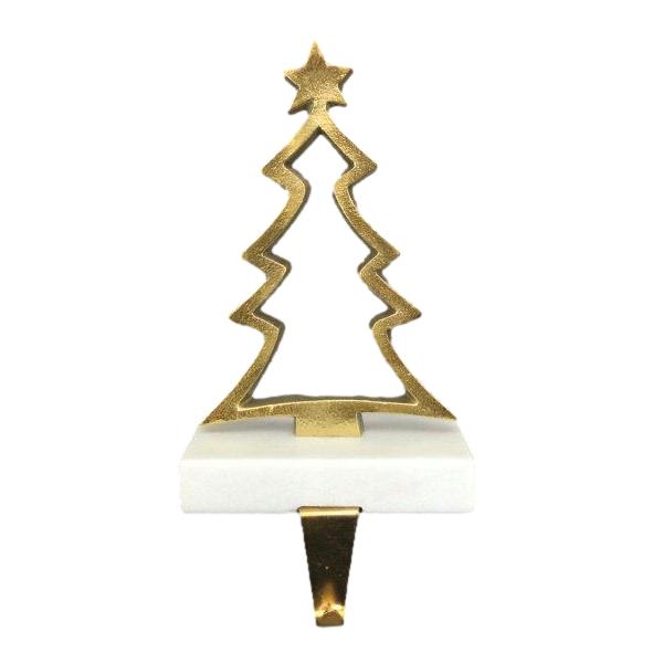 Gold Tree Stocking Holder - Seasonal Decor