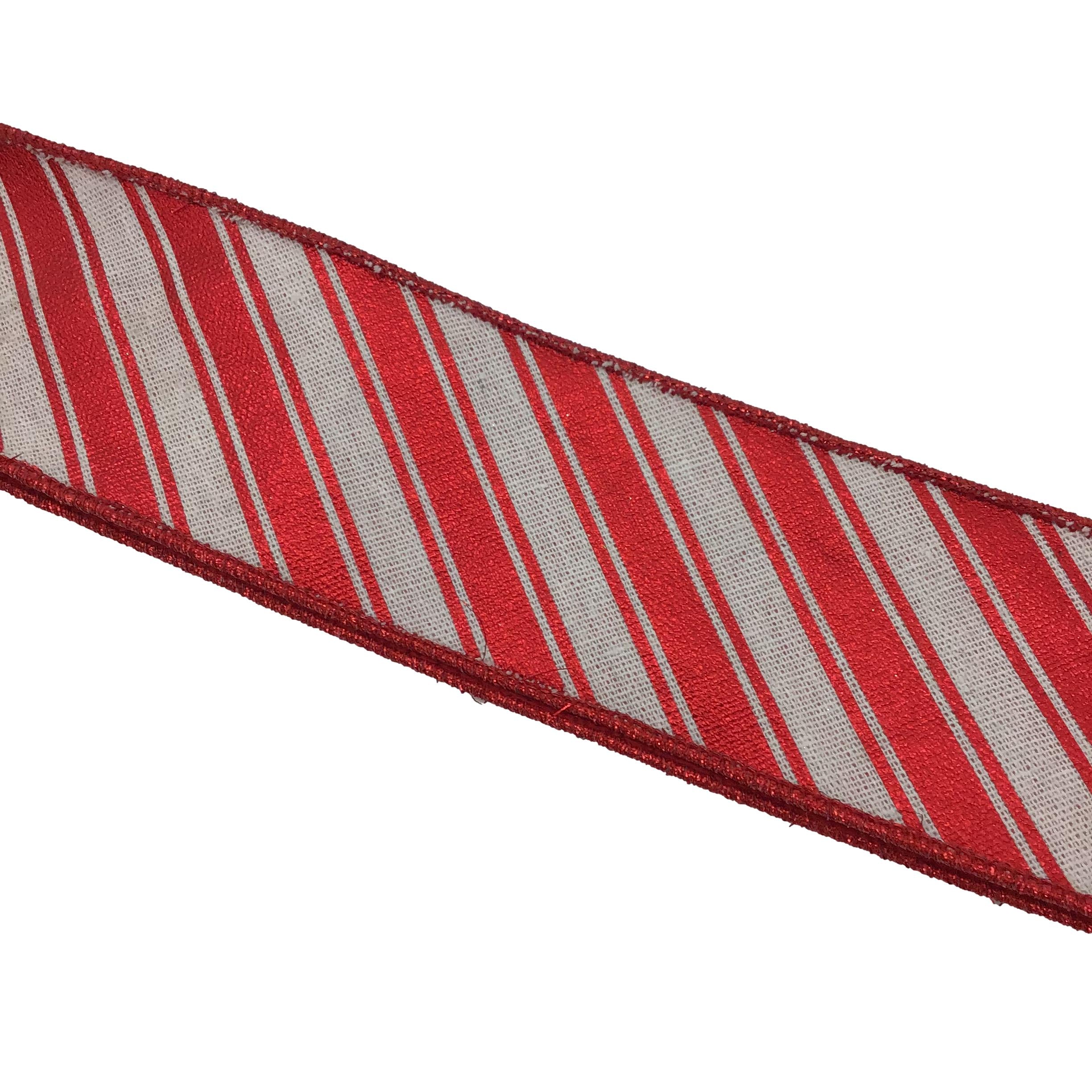 2.5In Red White Metallic Ribbon - Seasonal Decor