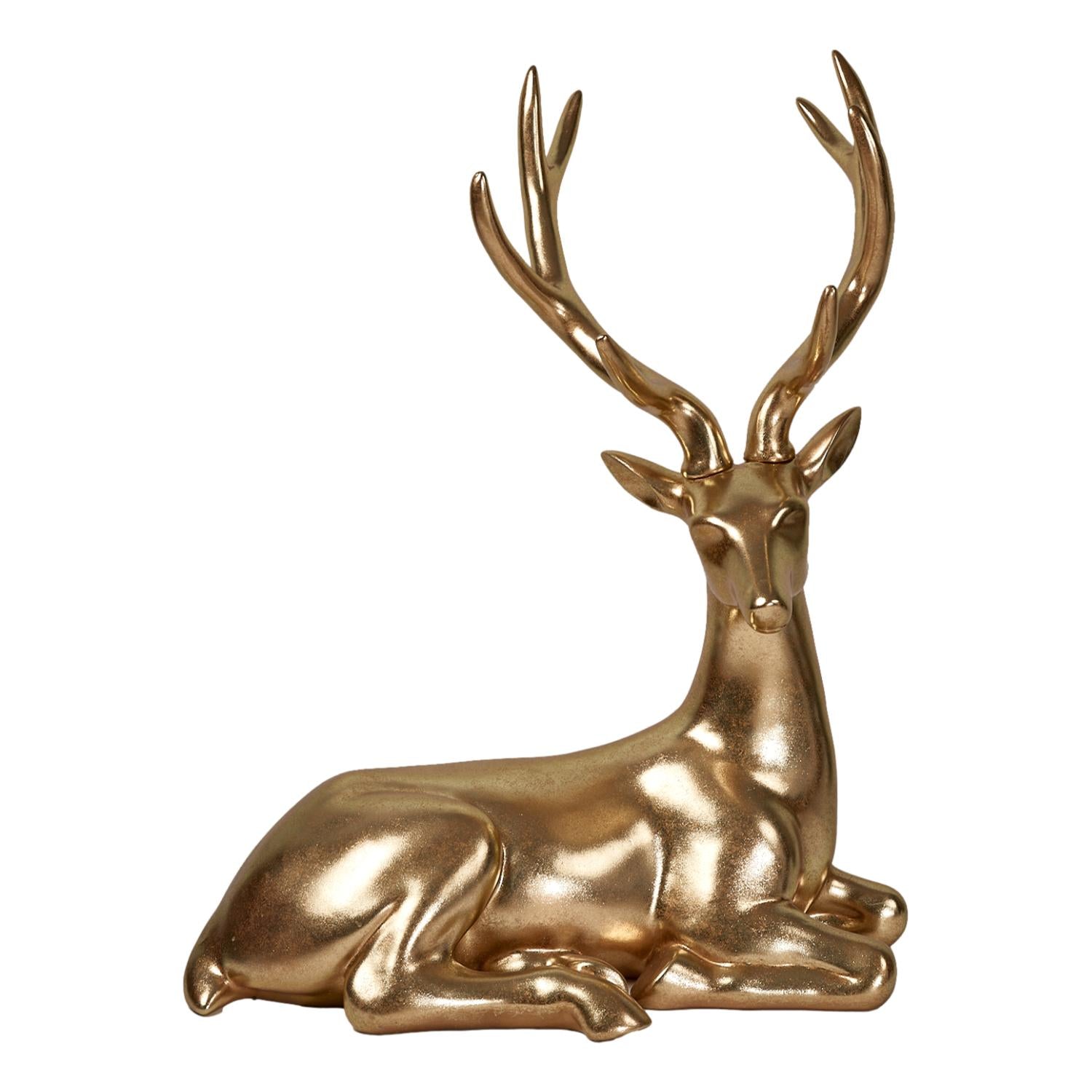 Golden Lying Deer - Seasonal Decor