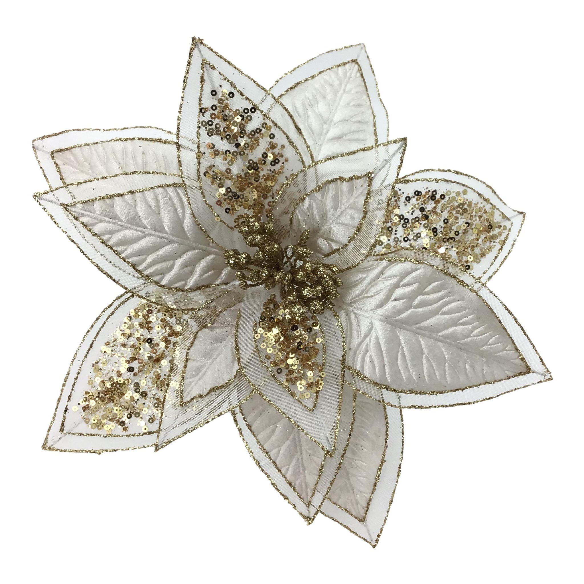 Ivory/Gold Poinsettia - Seasonal Decor