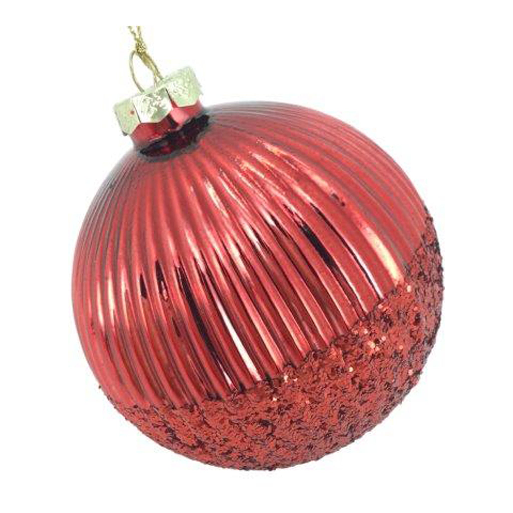 Red Lined Ombre Ball Hanging - Seasonal Decor