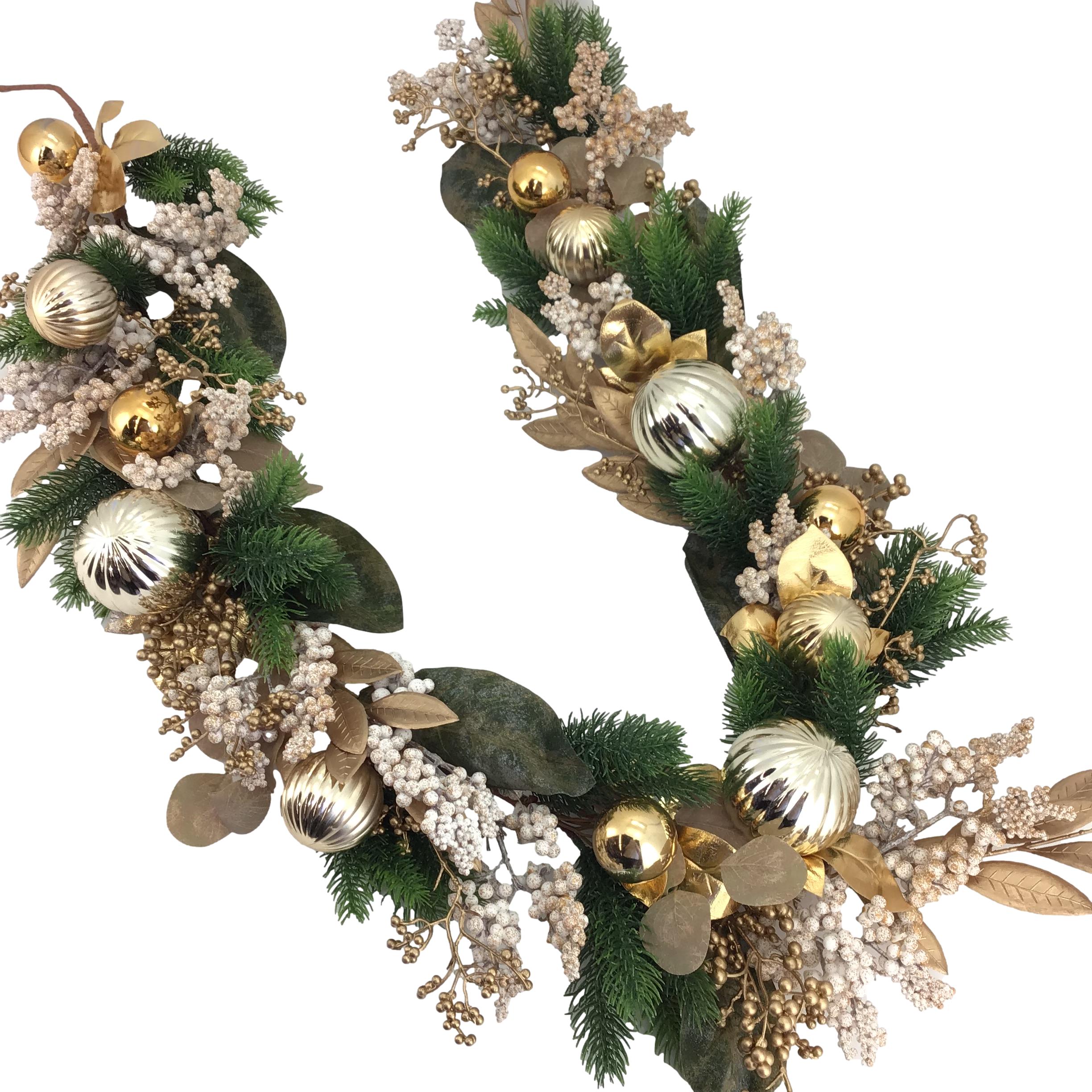 6 Ft Gold Bauble Garland - Seasonal Decor