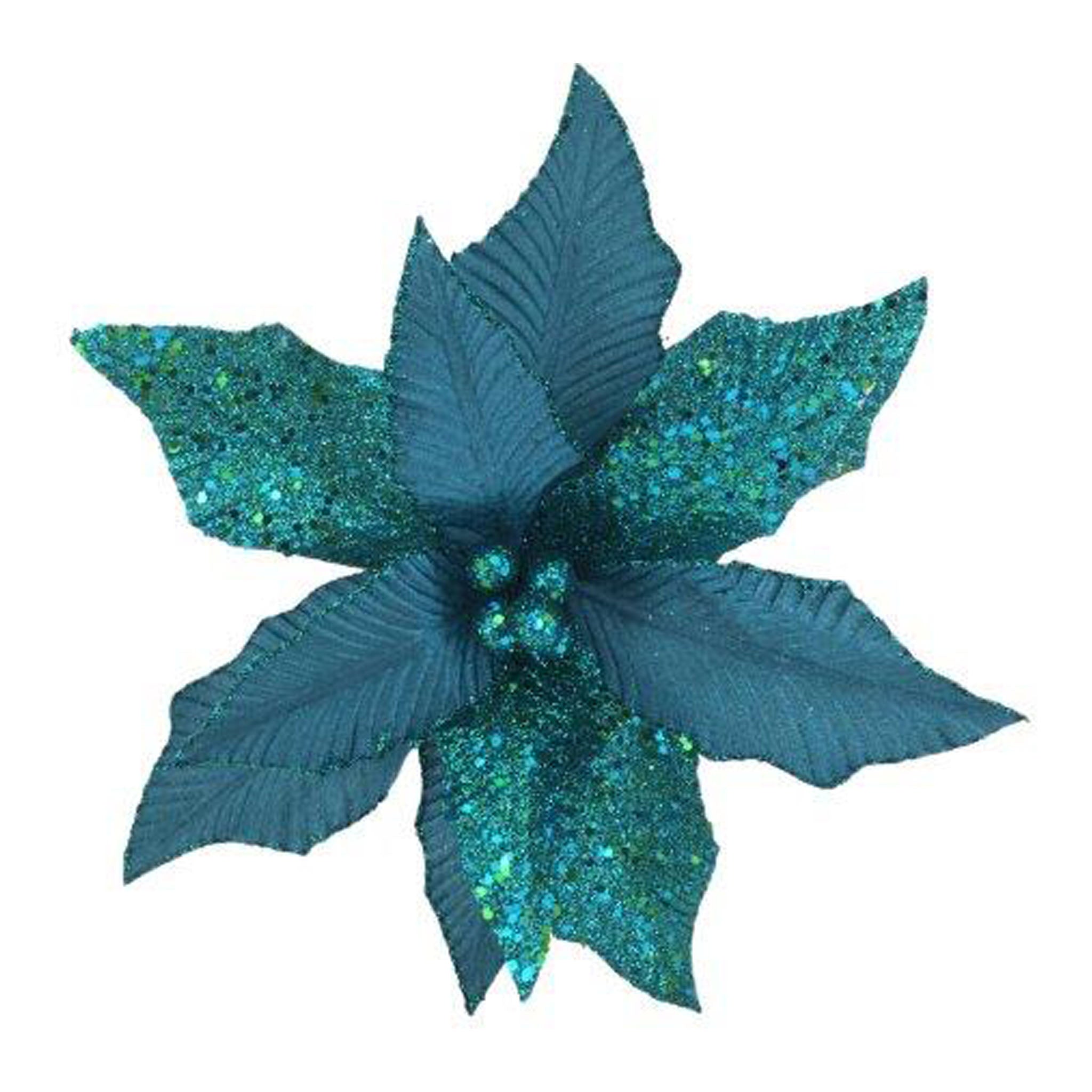 Peacock Blue Poinsettia - Seasonal Decor