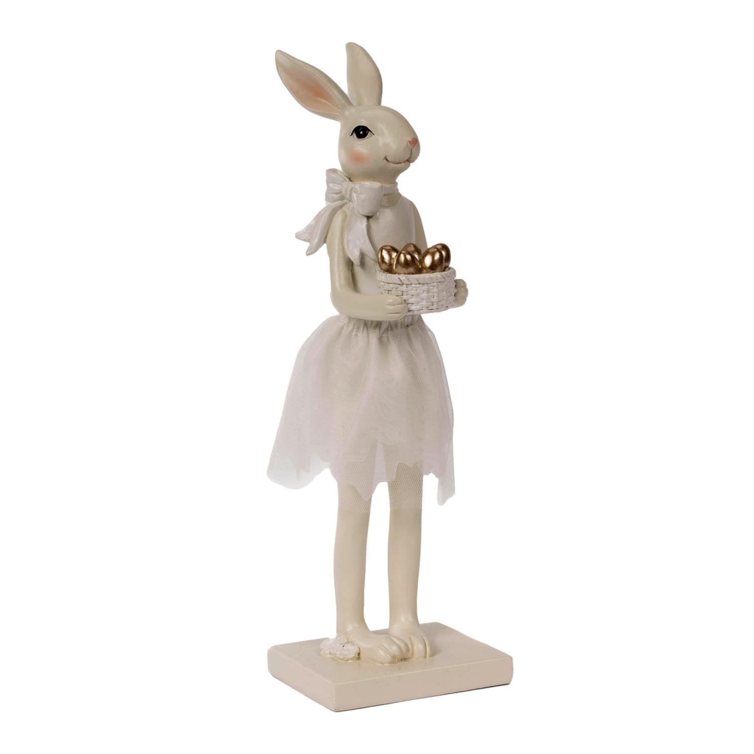 31cm Bunny Holding Eggs - Seasonal Decor