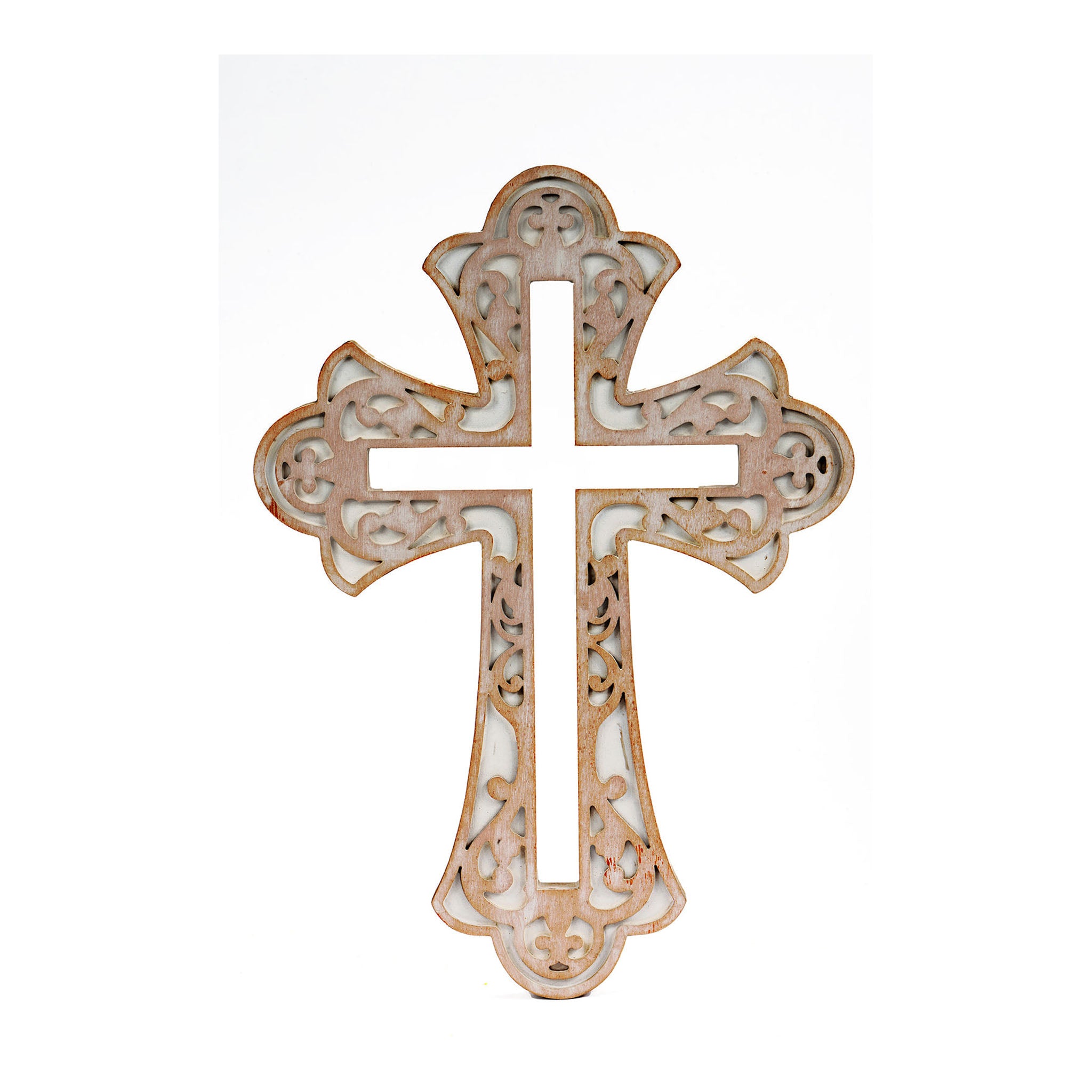 38cm Wooden Wall Cross - Seasonal Decor