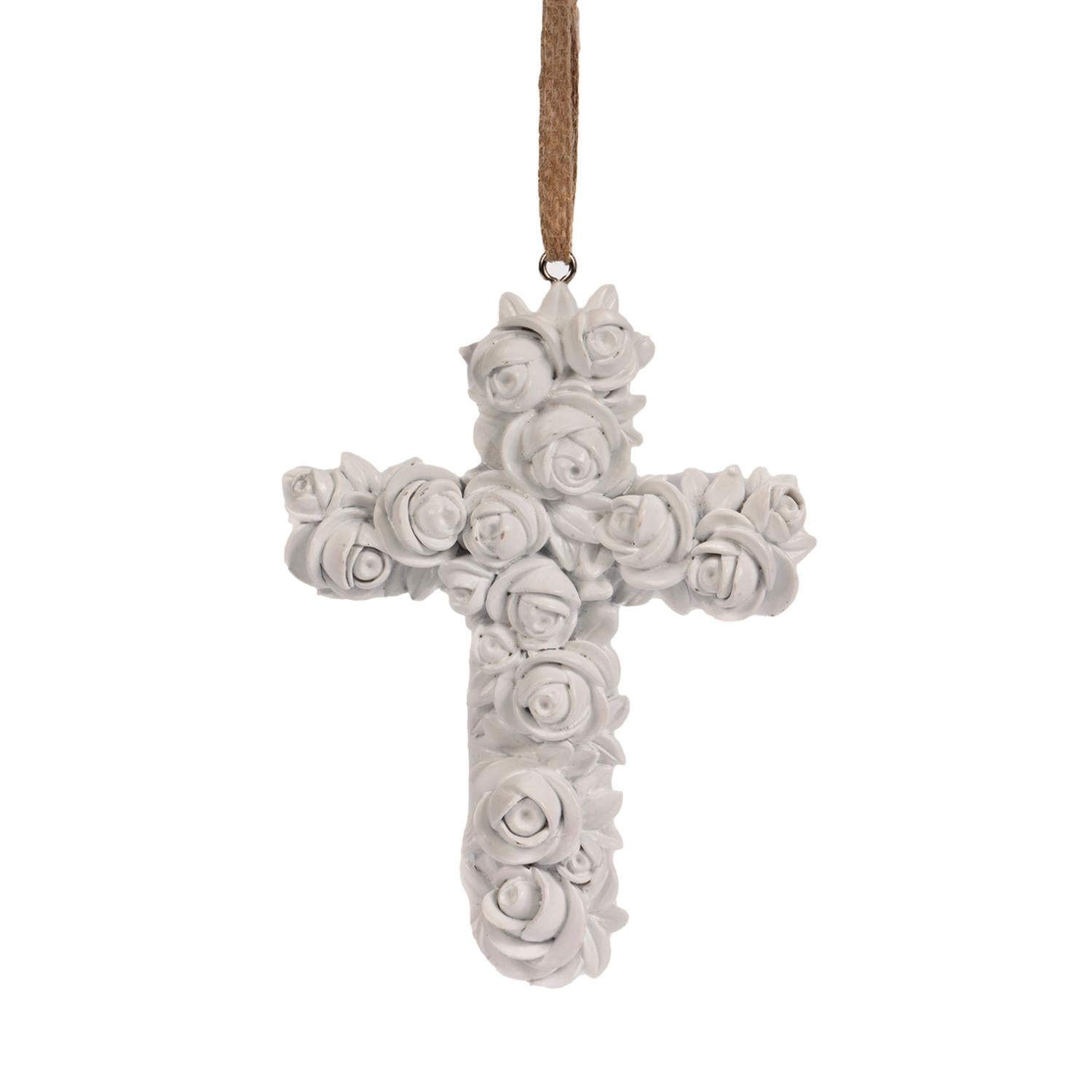 13cm Cross White Hanging - Seasonal Decor