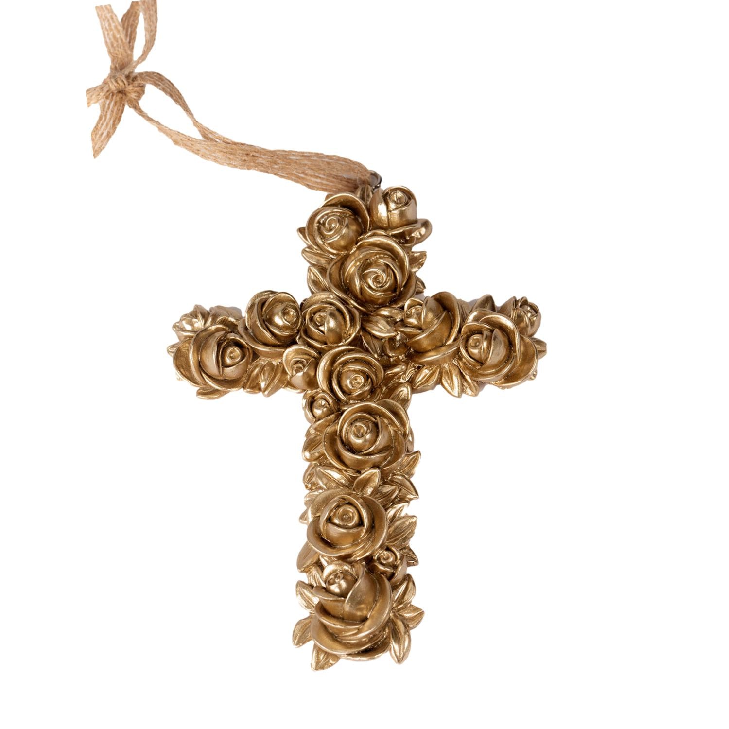 13cm Cross Champagne Hanging - Seasonal Decor
