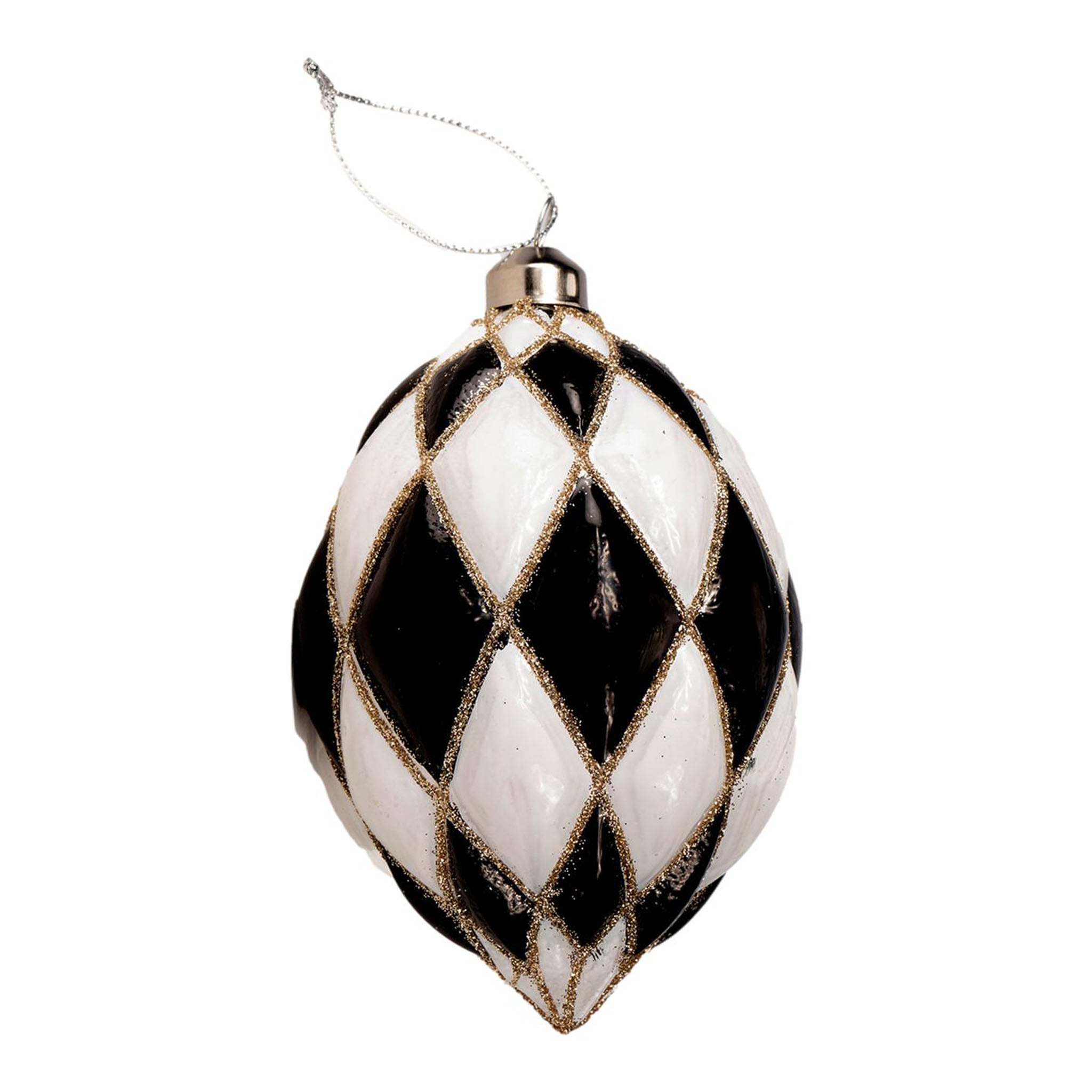 Black White Harlequin Egg Hang - Seasonal Decor