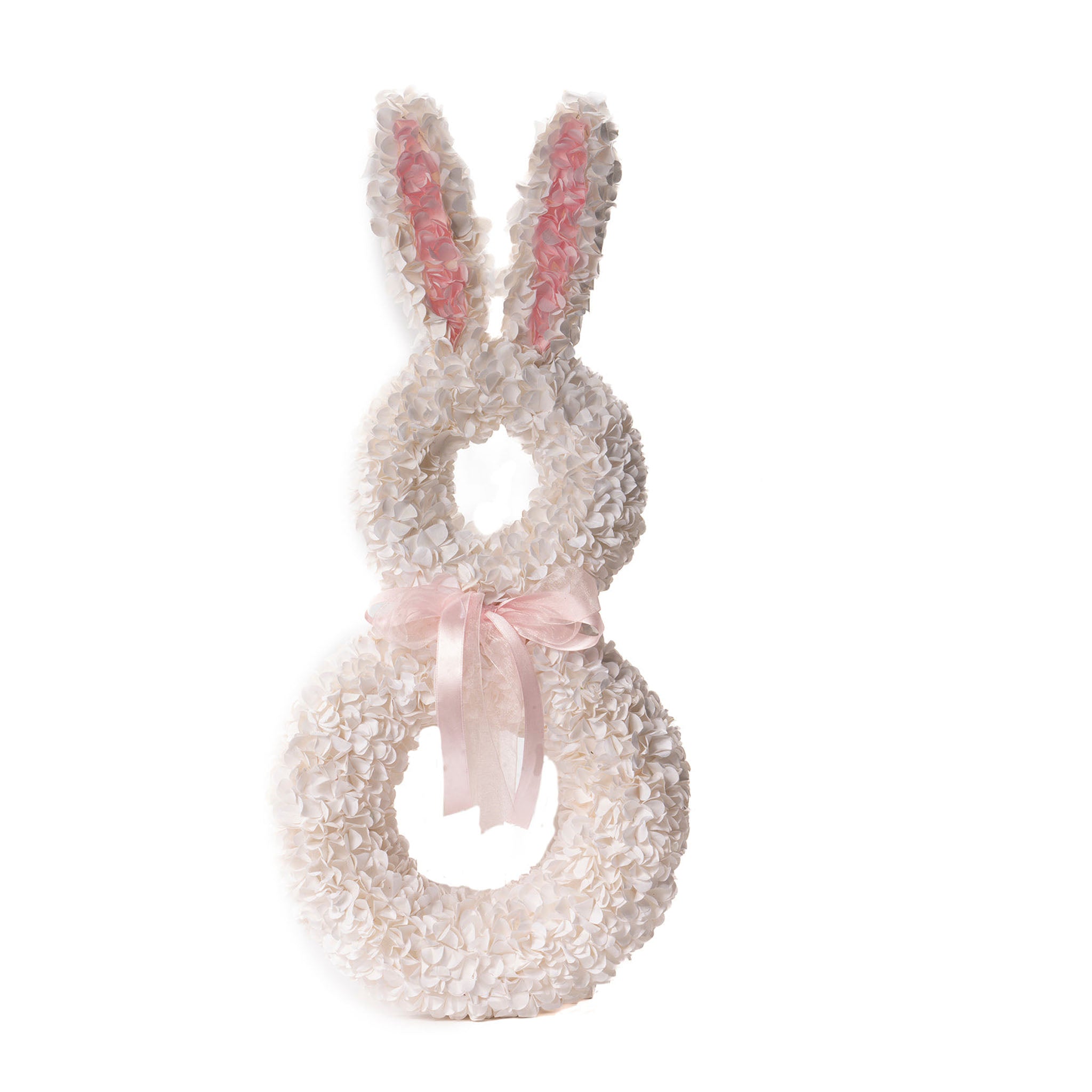 White Bunny Floral Wreath - Seasonal Decor