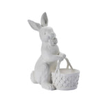 Deluxe White Bunny With Basket - Seasonal Decor