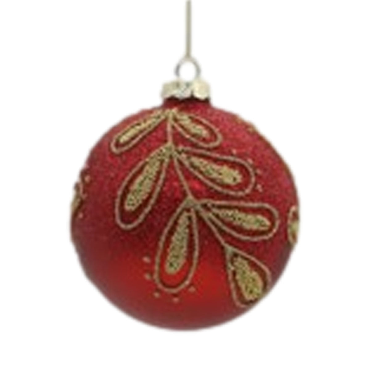 Gold Red Leaf Ball Hanging - Seasonal Decor