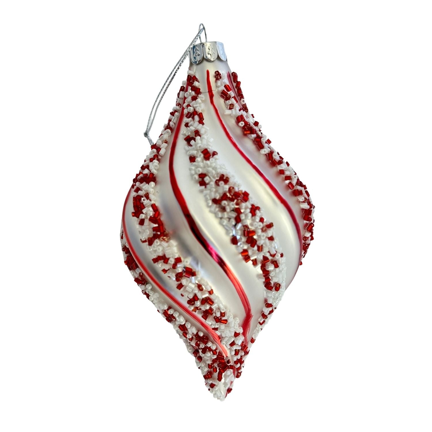 Silver Red Long Drop Hanging - Seasonal Decor