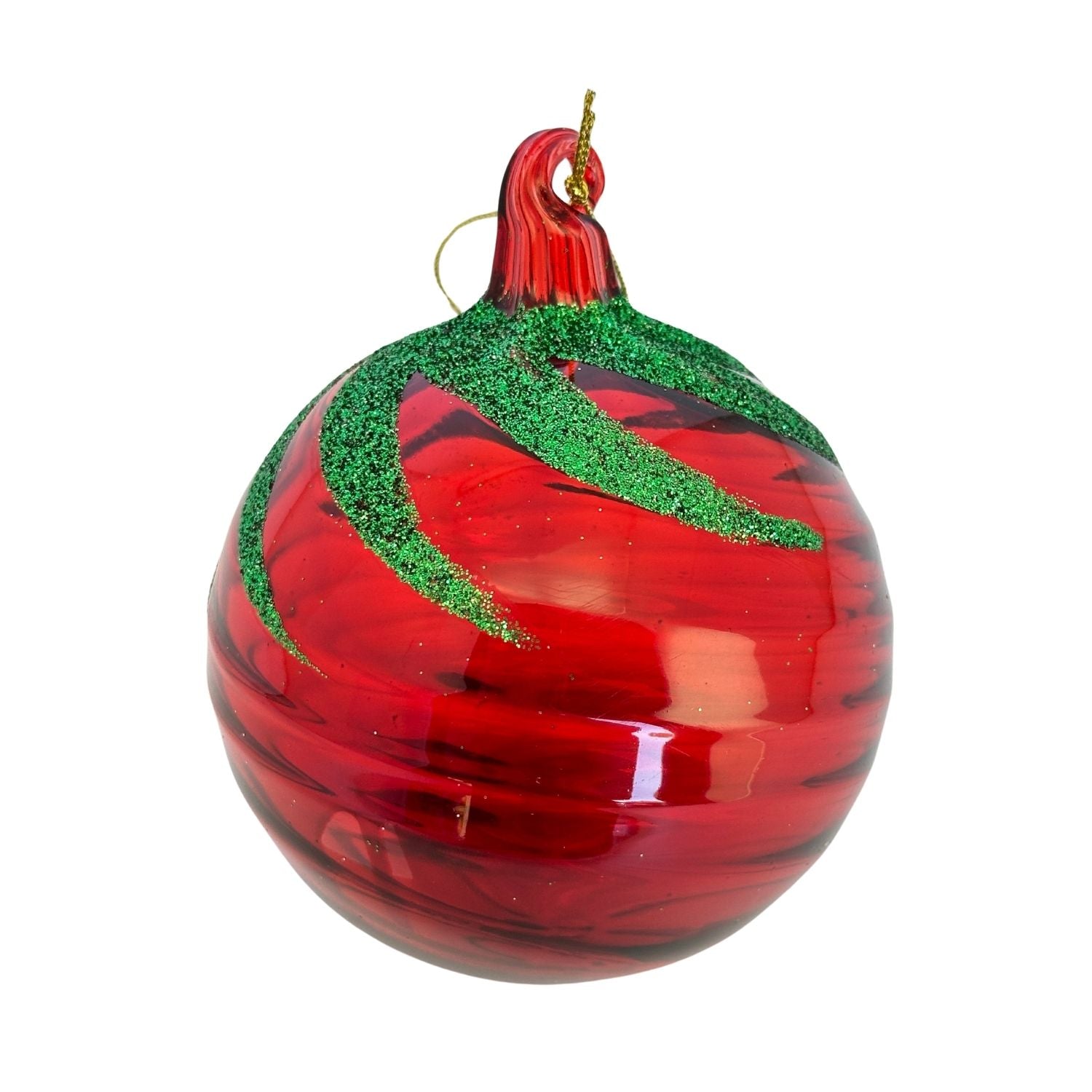 Red Transparent Swirl Ball Hanging - Seasonal Decor
