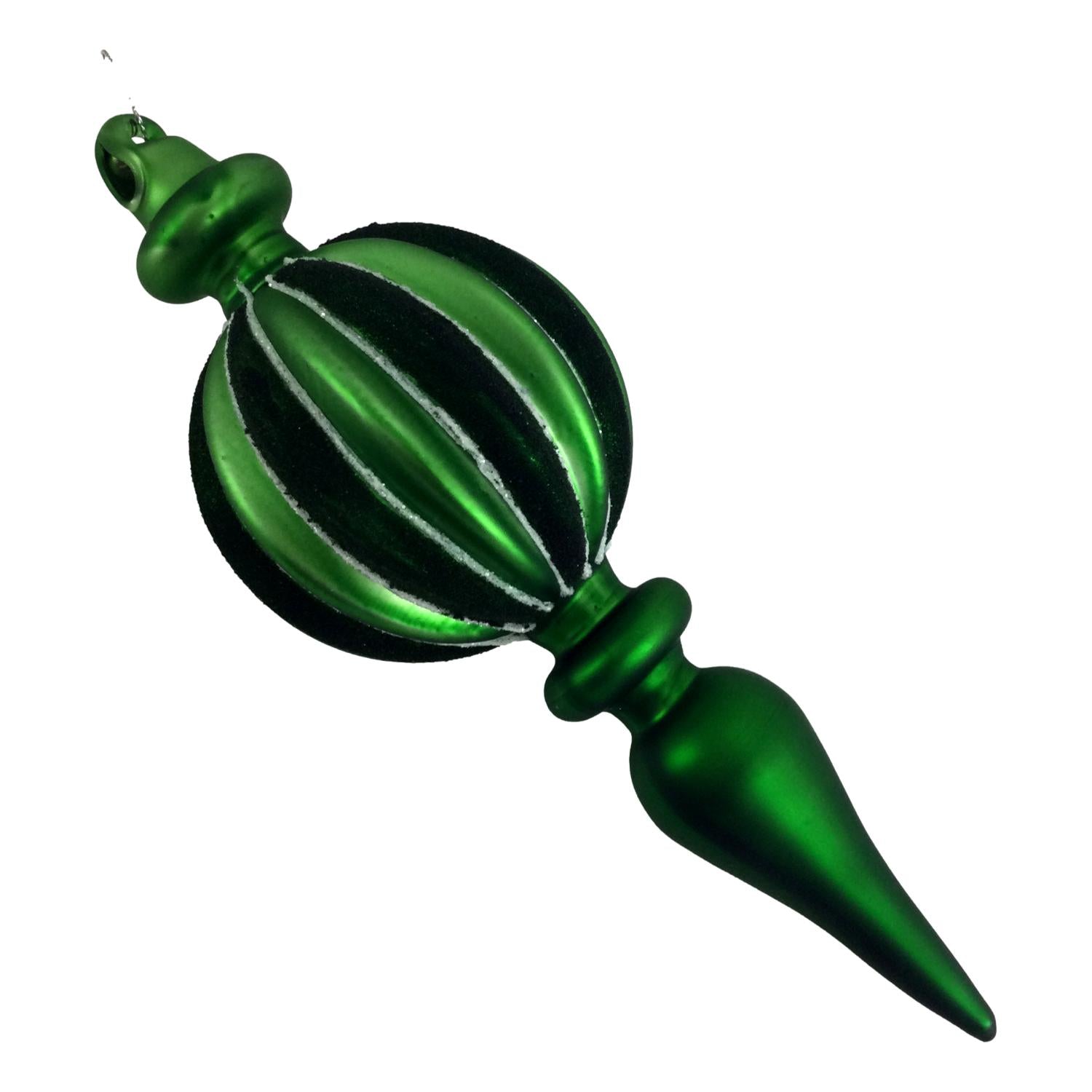 Green Striped Finial Hanging - Seasonal Decor