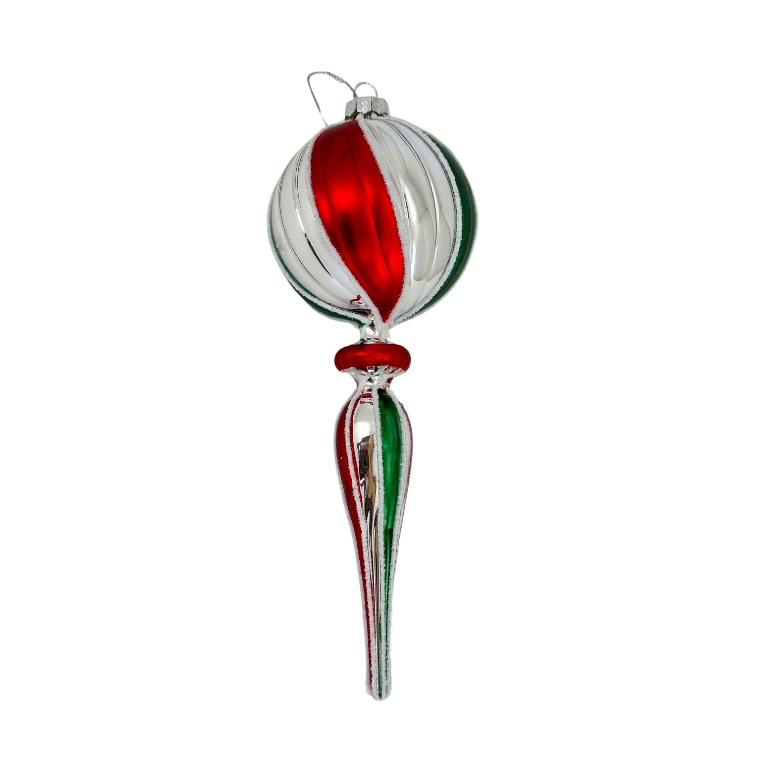 Red Green White Swirl Finial Hanging - Seasonal Decor