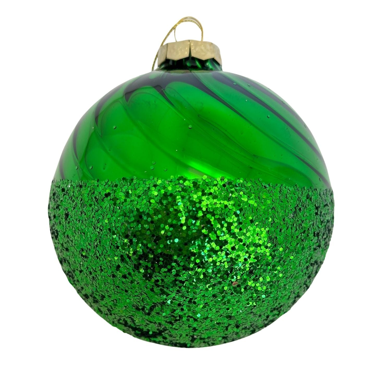 Green Swirl Ball Hanging - Seasonal Decor