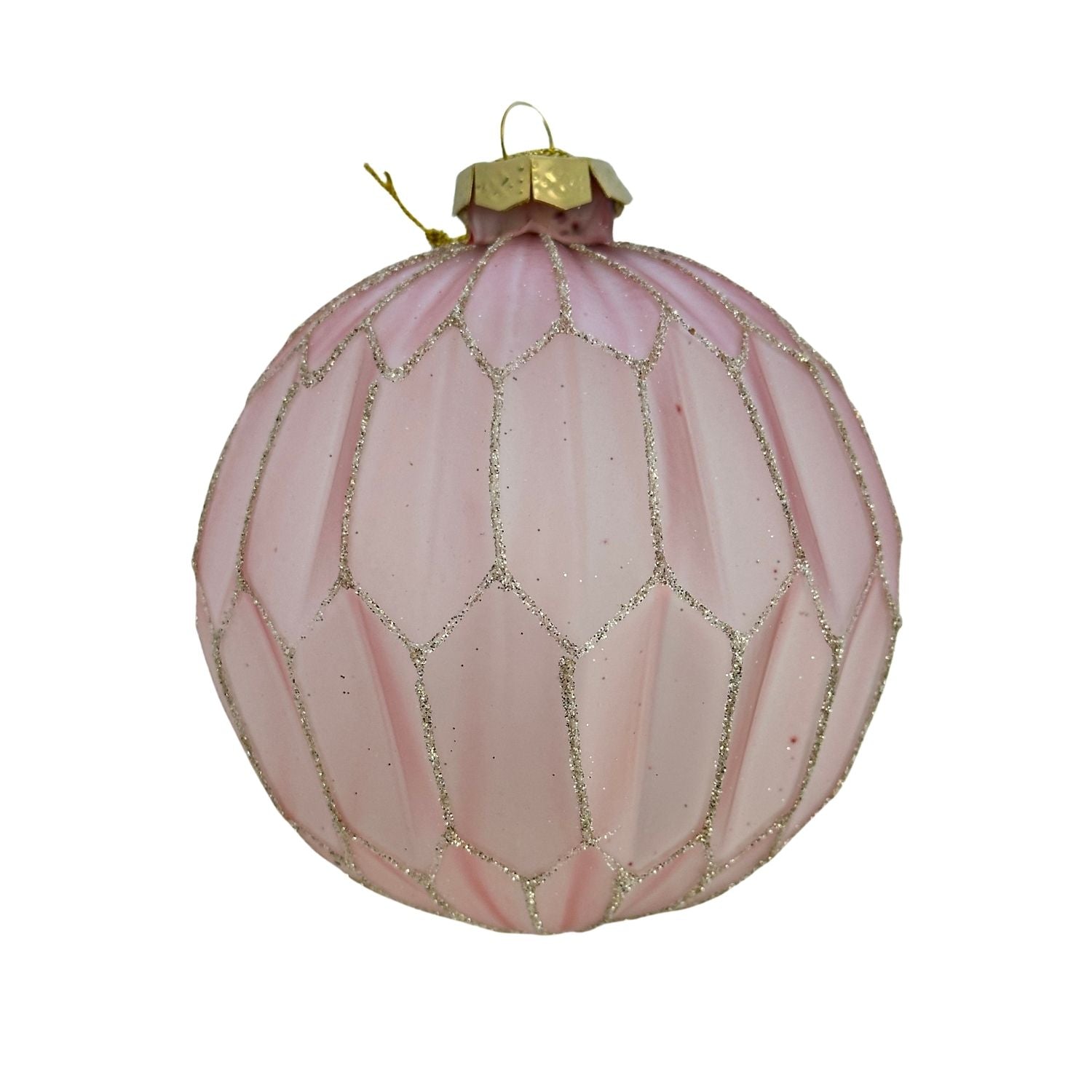 Pink Gold Fine Line Ball Hanging - Seasonal Decor