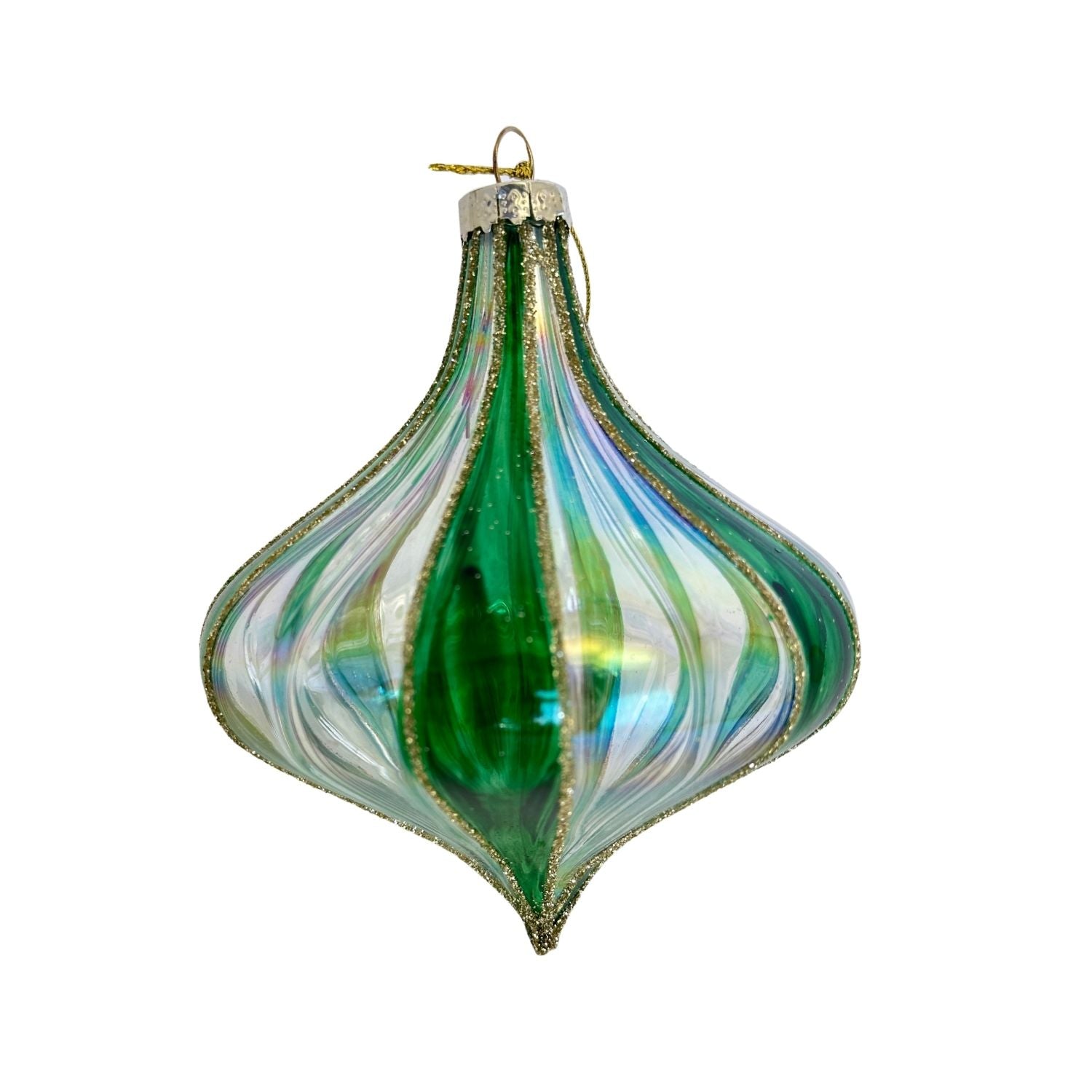 Green Striped Hanging Ornament - Seasonal Decor