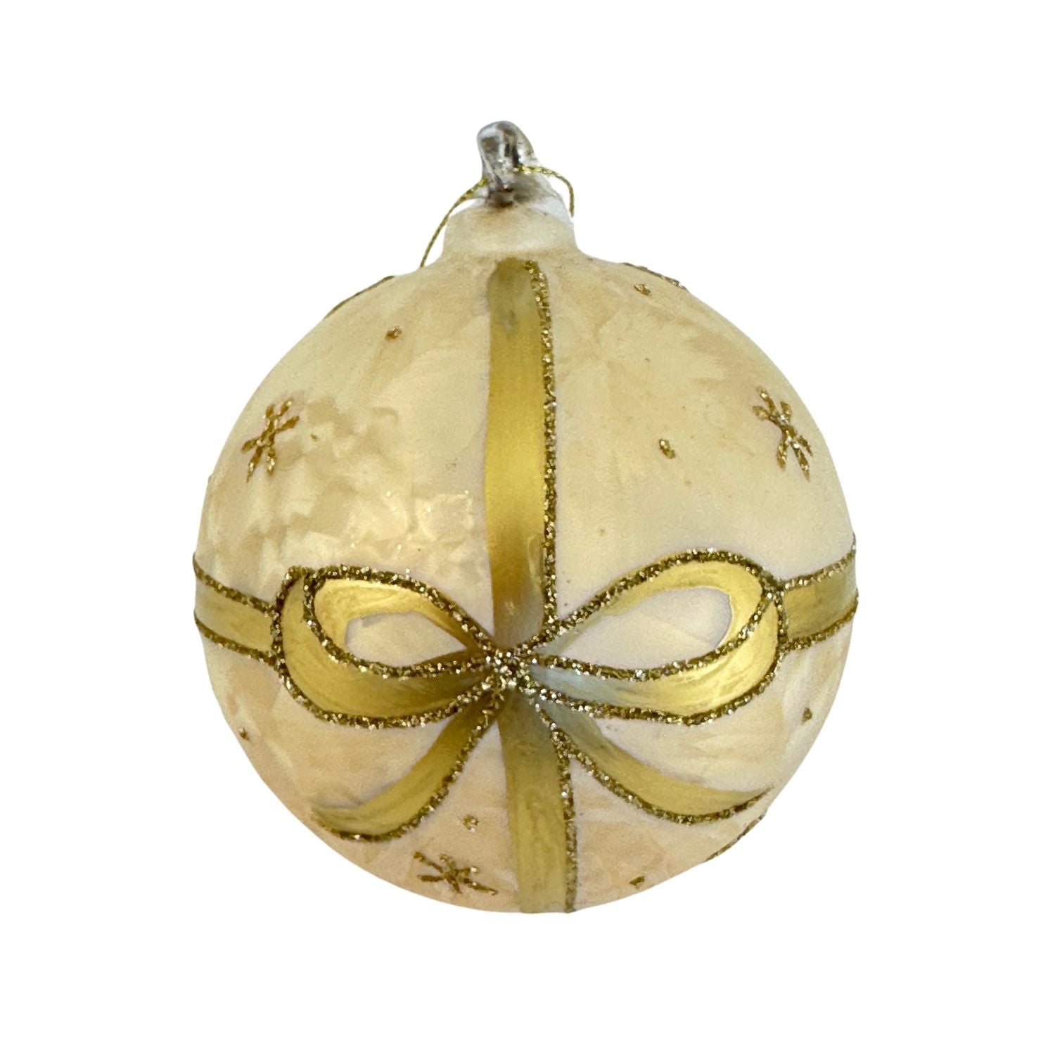 Gold Bow Ball Hanging - Seasonal Decor