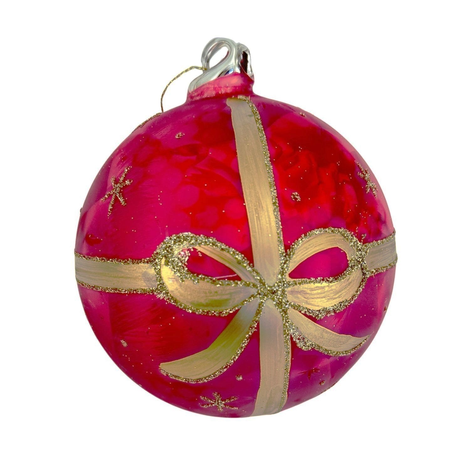 Dark Pink Bow Ball Hanging - Seasonal Decor