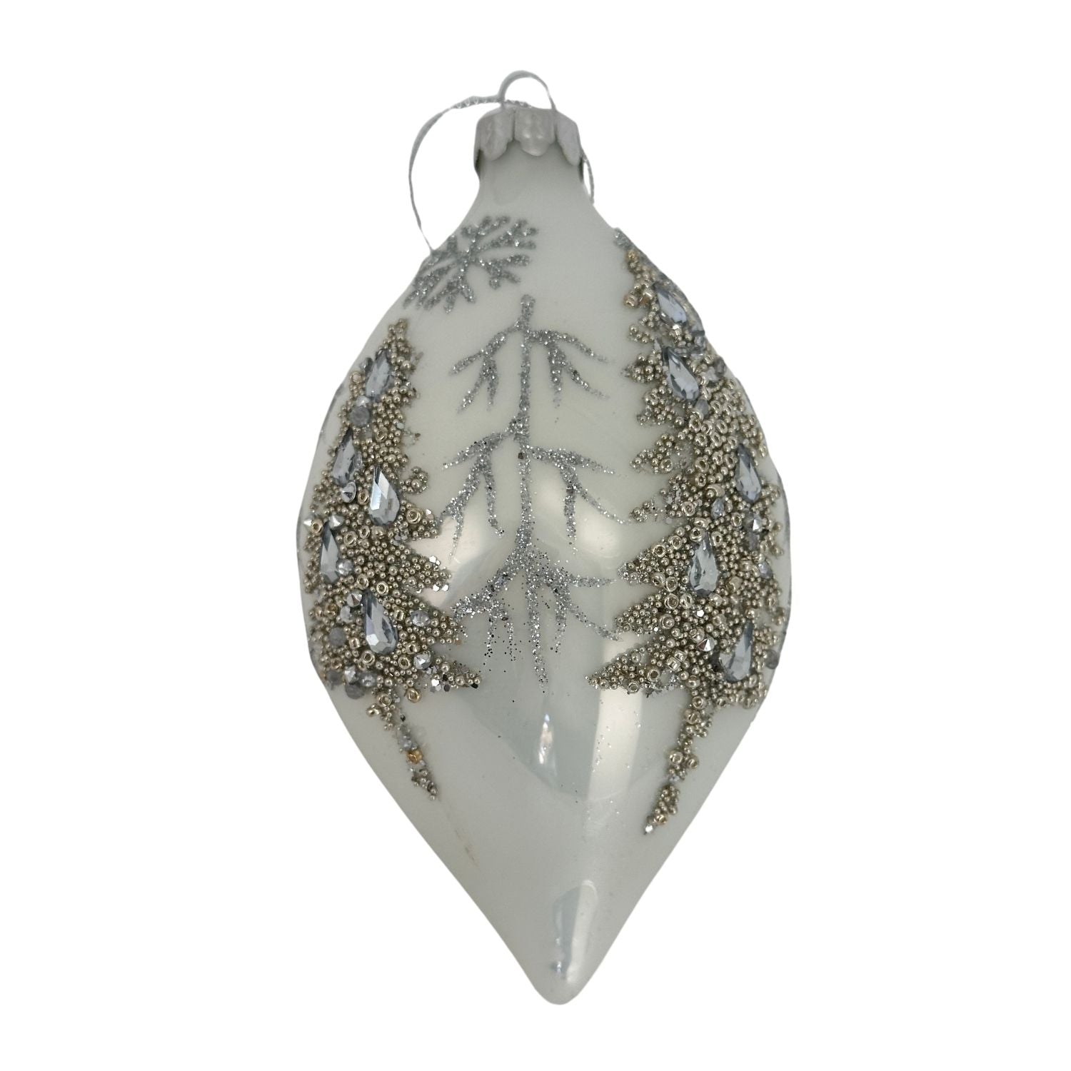 White Silver Tree Long Drop Hanging - Seasonal Decor
