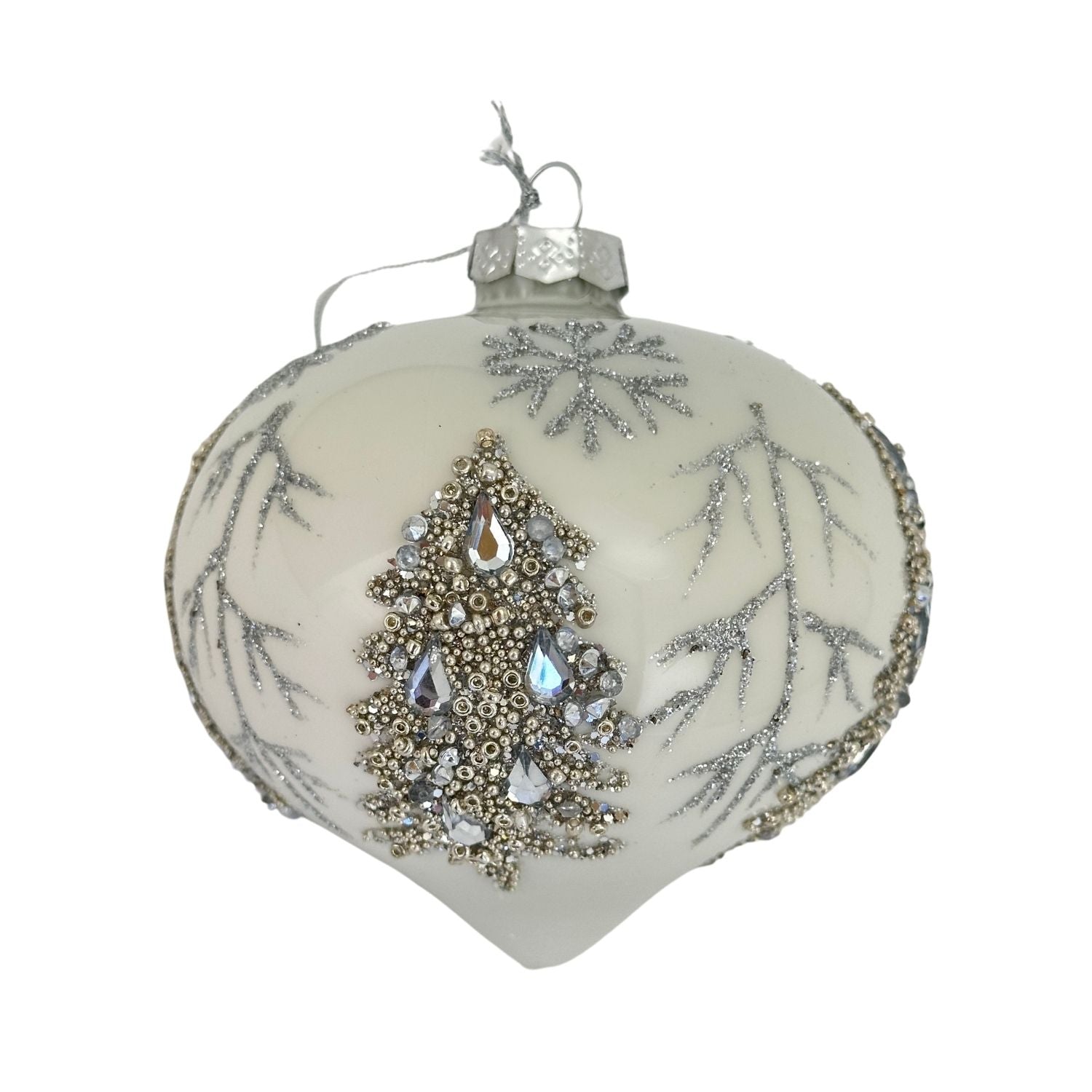 White Silver Tree Drop Hanging - Seasonal Decor