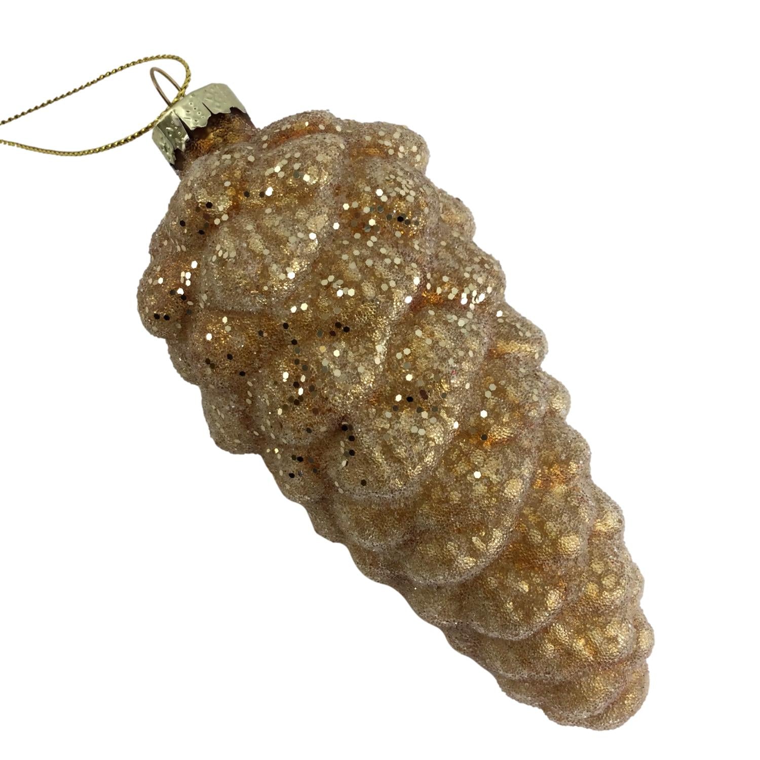 Gold Glass Pinecone Ornament - Seasonal Decor