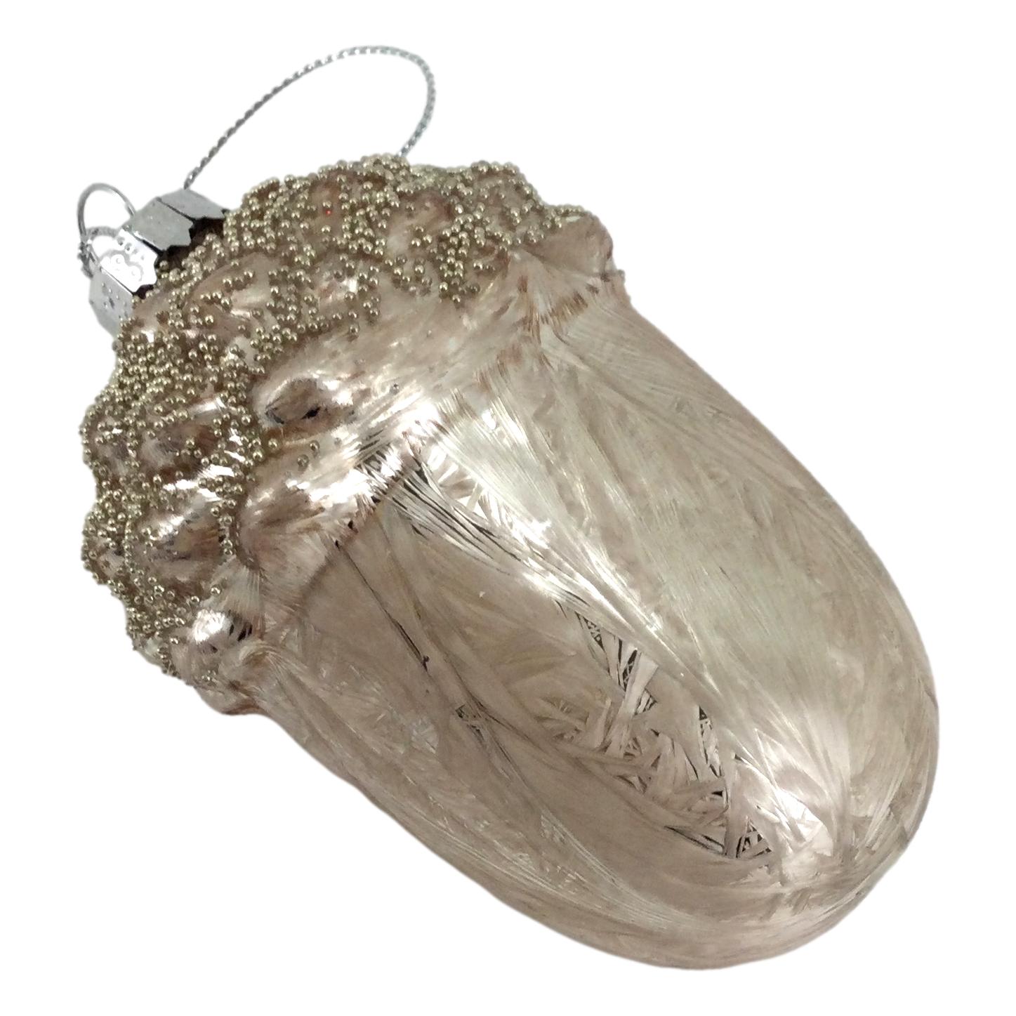 Silver Glass Acorn Ornament - Seasonal Decor