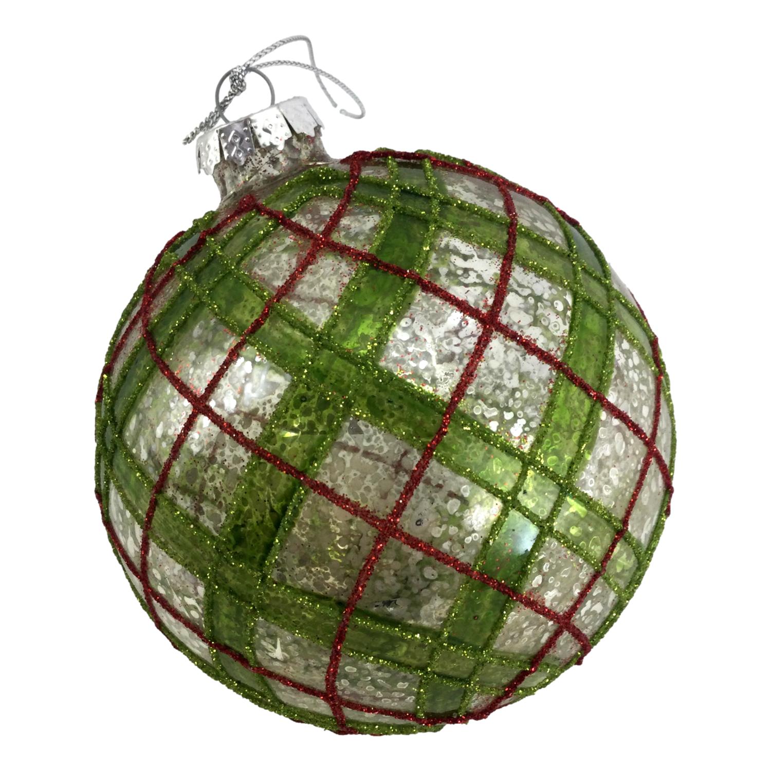 Red Green Harlequin Ball Hanging - Seasonal Decor