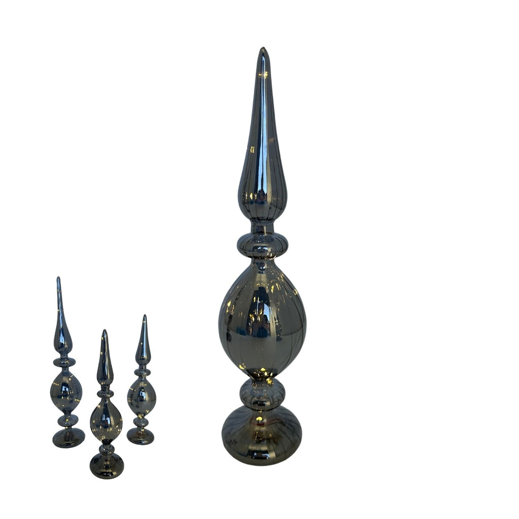 35cm Grey Finial Led Table Top - Seasonal Decor