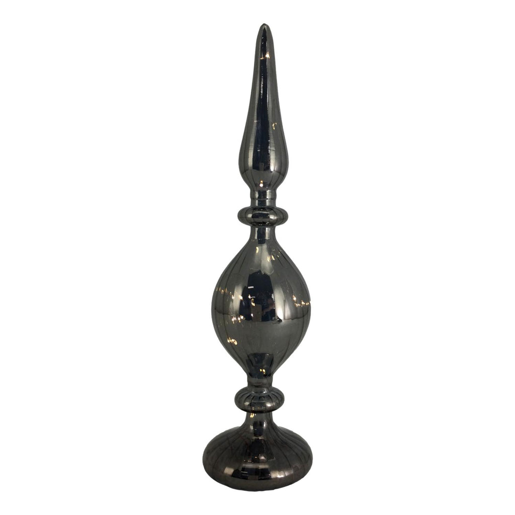 35cm Grey Finial Led Table Top - Seasonal Decor