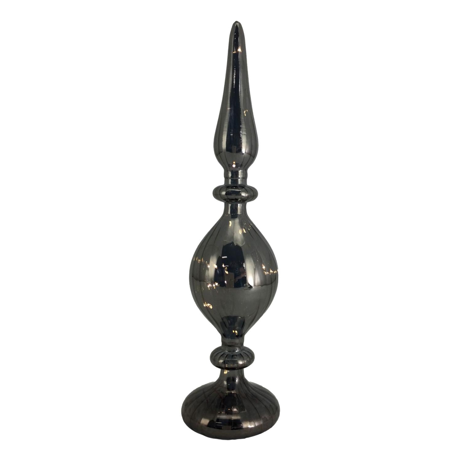 35cm Grey Finial Led Table Top - Seasonal Decor