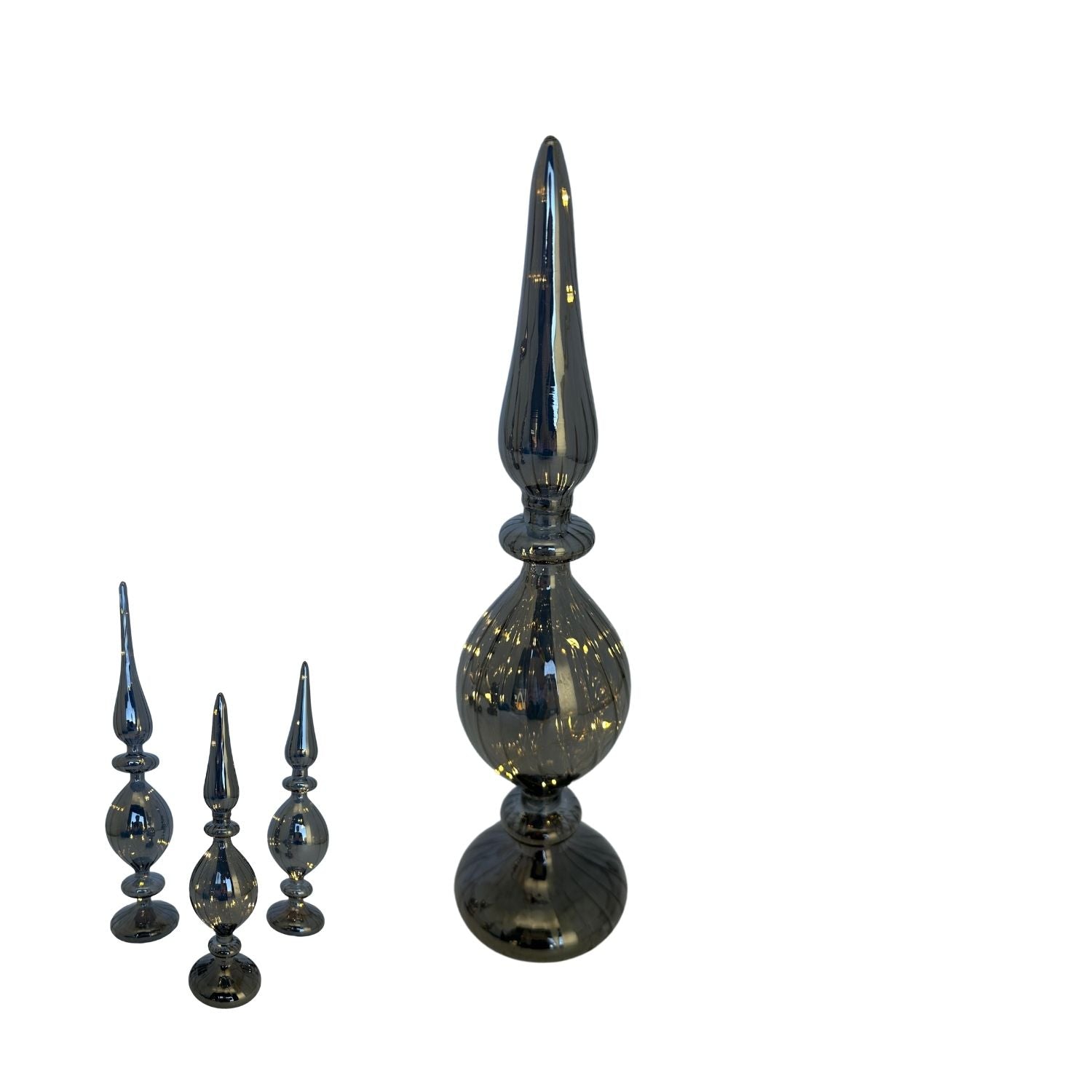 40cm Grey Finial Led Table Top - Seasonal Decor