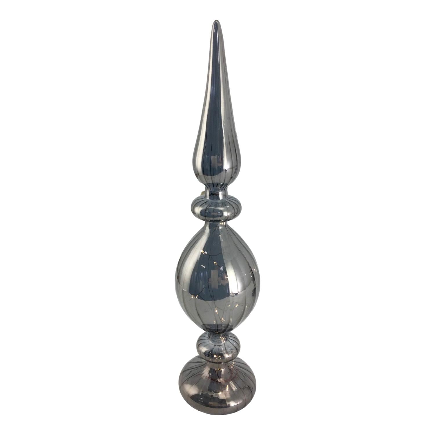 40cm Grey Finial Led Table Top - Seasonal Decor