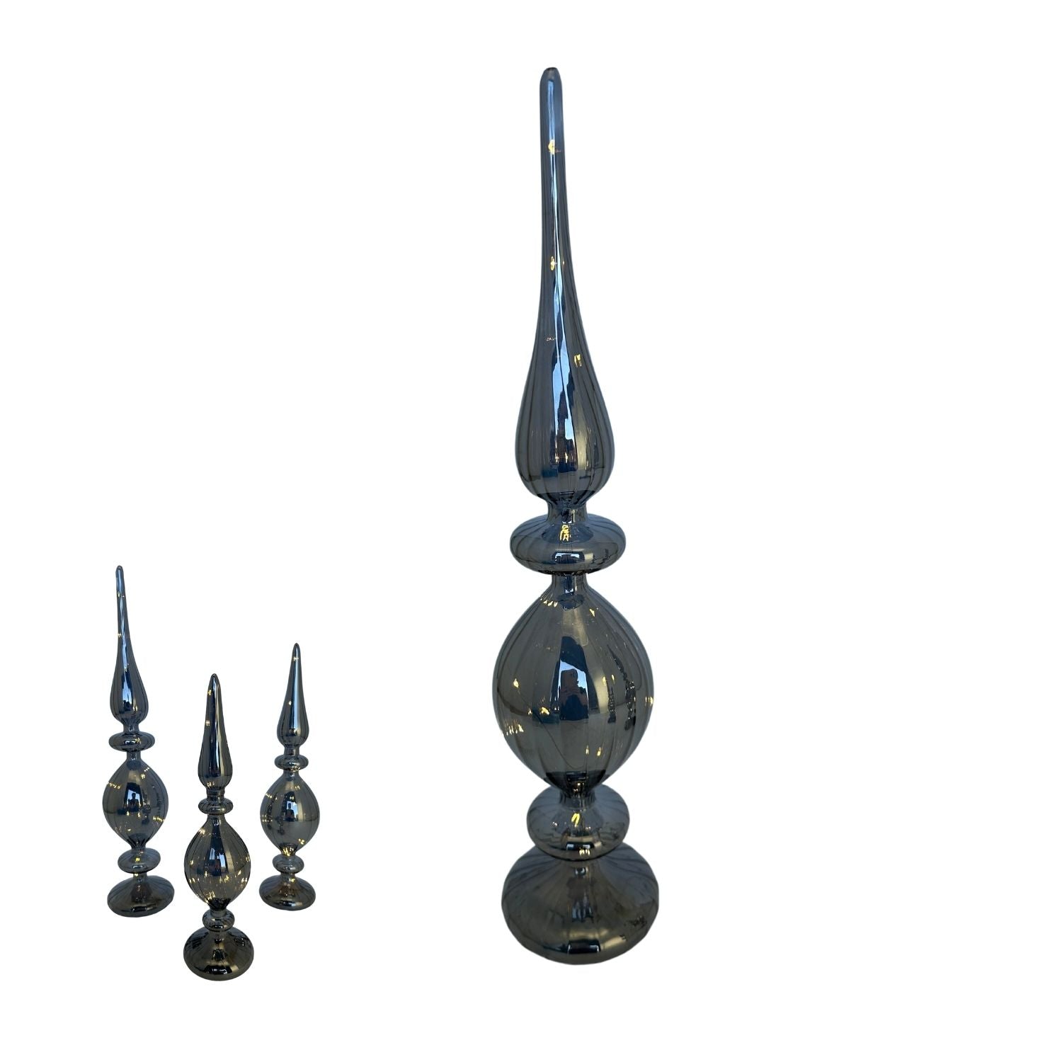 50cm Grey Finial Led Table Top - Seasonal Decor