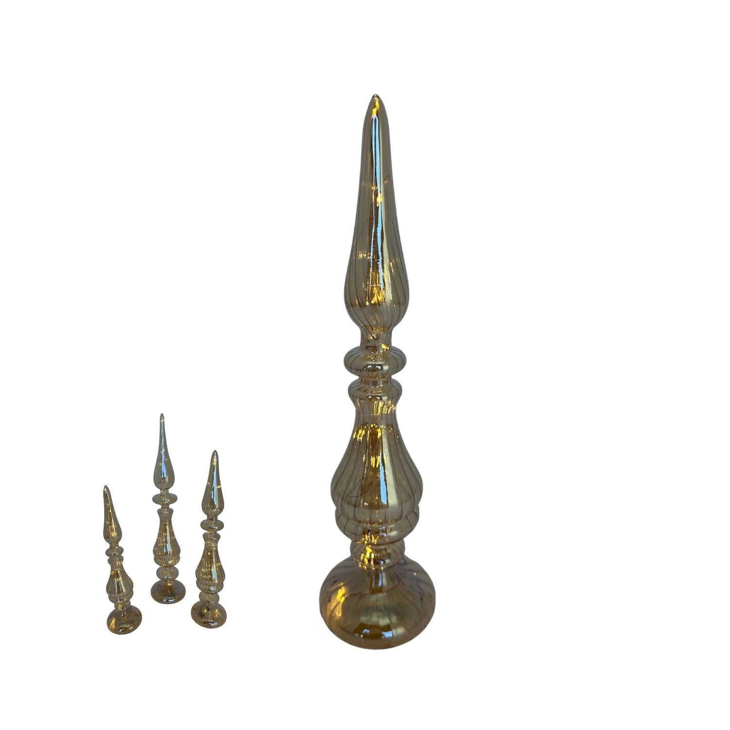 35cm Gold Finial Led Table Top - Seasonal Decor