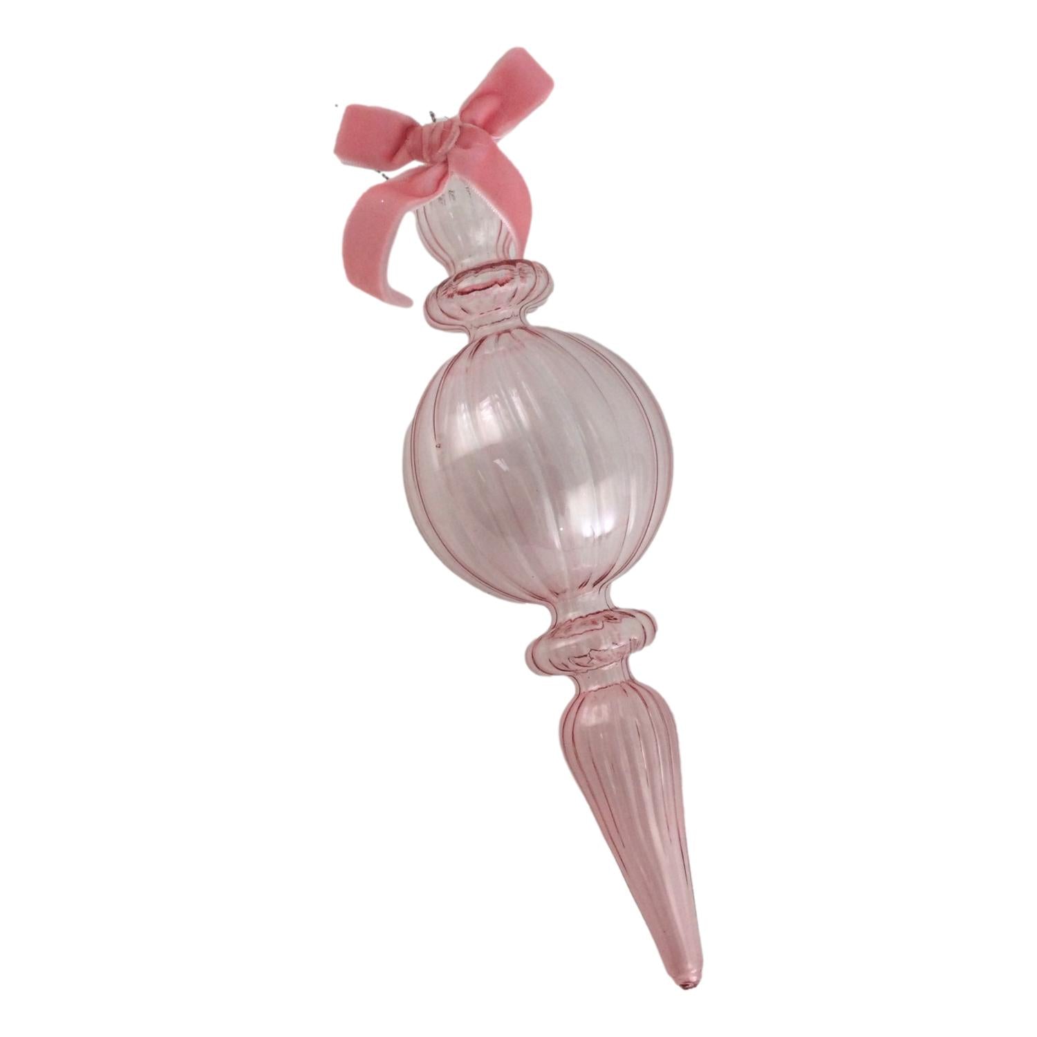 Clear Pink Round Finial Hanging - Seasonal Decor
