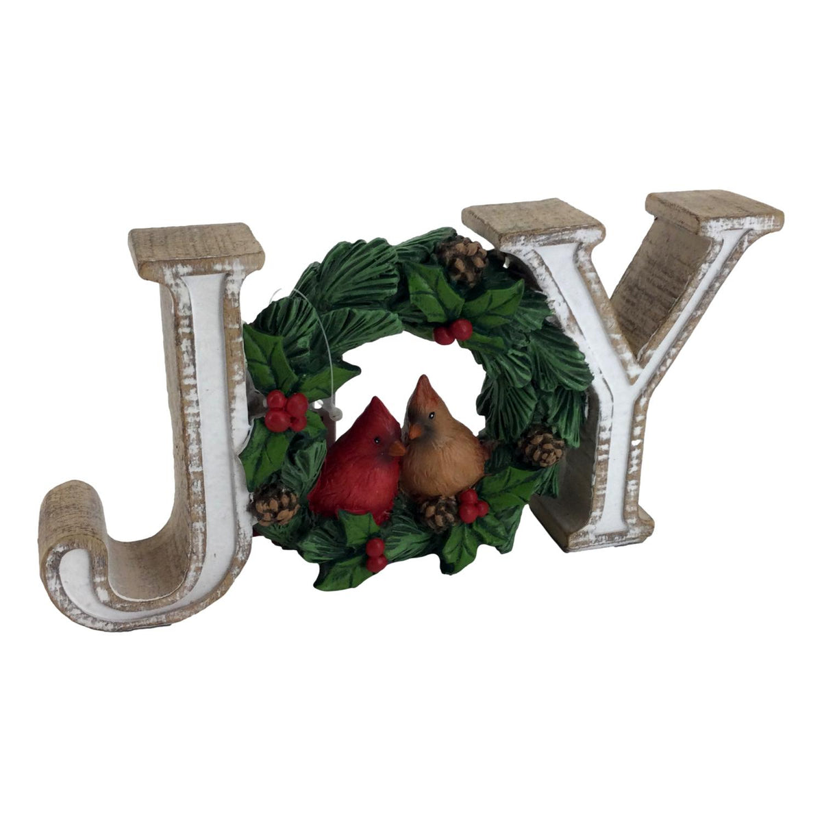 20cm Joy with Wreath Sign - Seasonal Decor