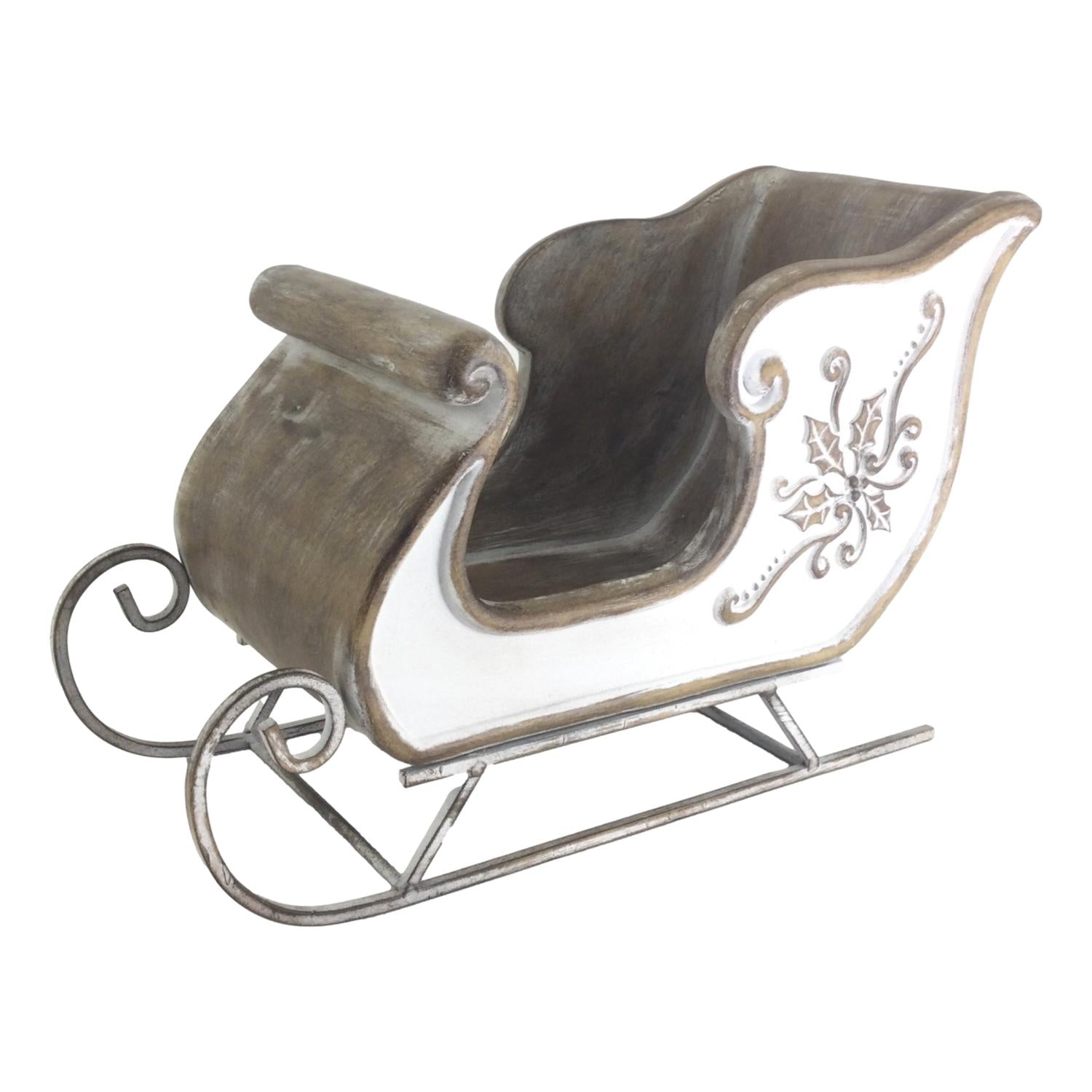 Ivory Gold Metal Sleigh - Seasonal Decor