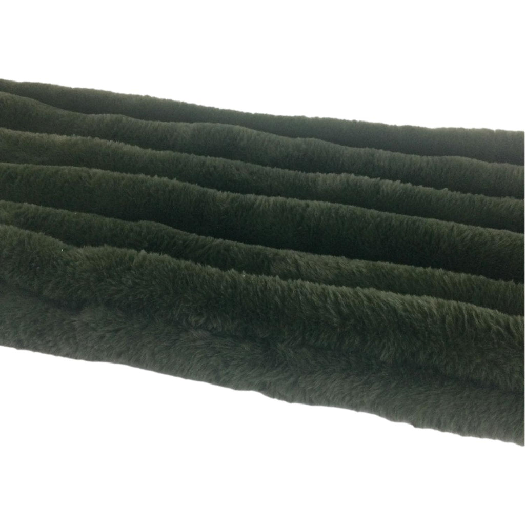 Olive Ribbed Faux Fur Table Runner - Seasonal Decor