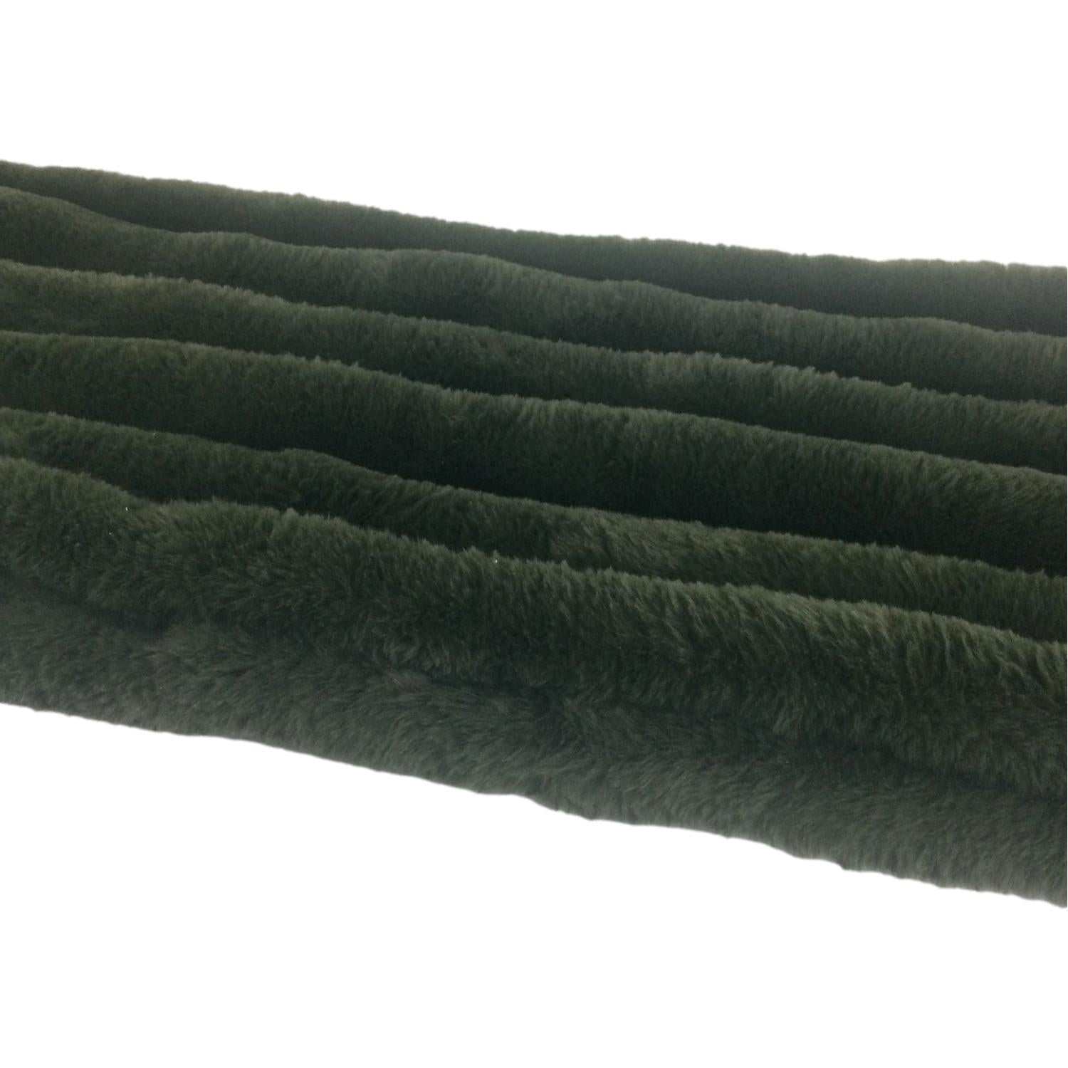 Olive Ribbed Faux Fur Table Runner - Seasonal Decor